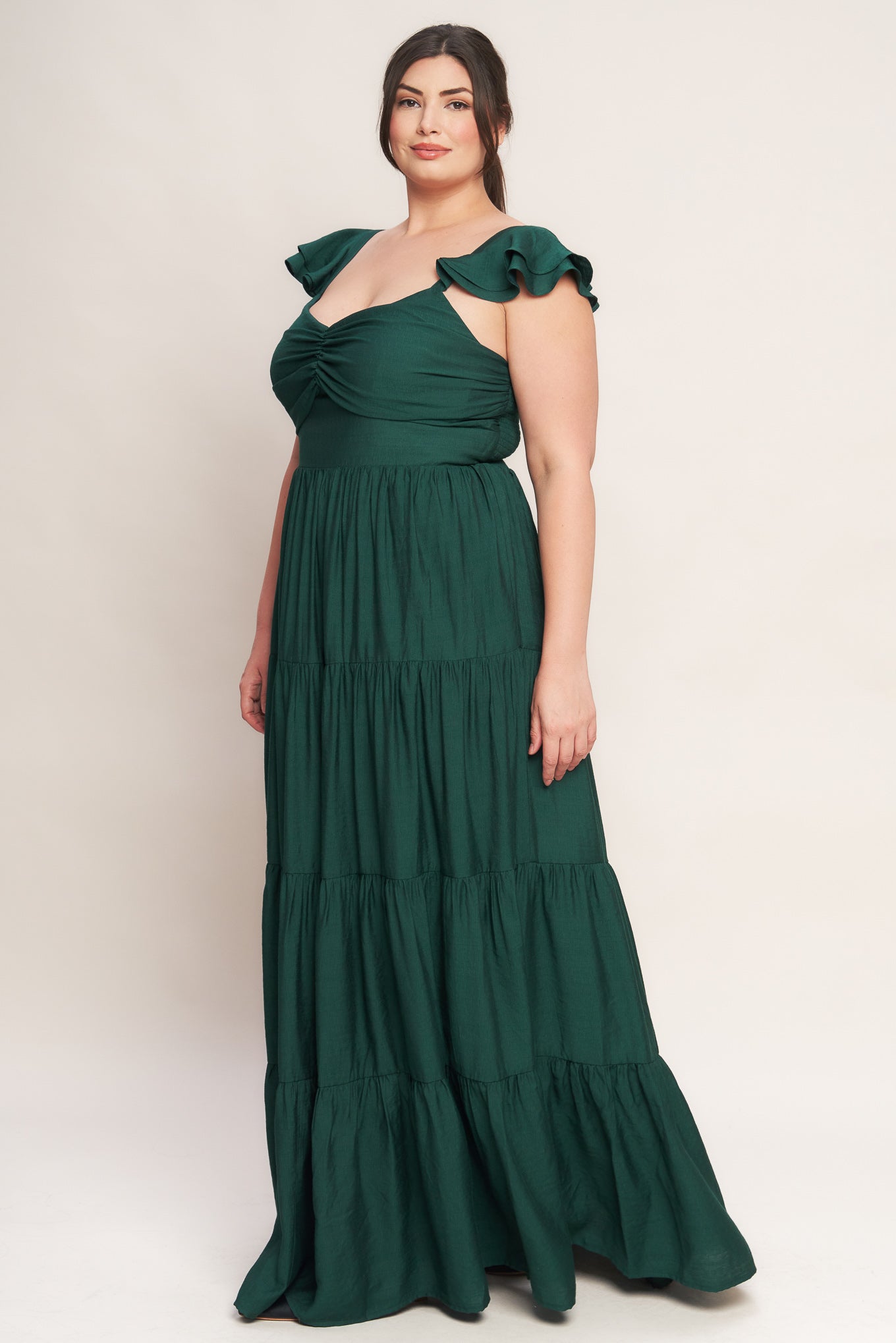 VESTIDO MAXI DE TECIDO VERDE-FLORESTA LEITE DE VERÃO