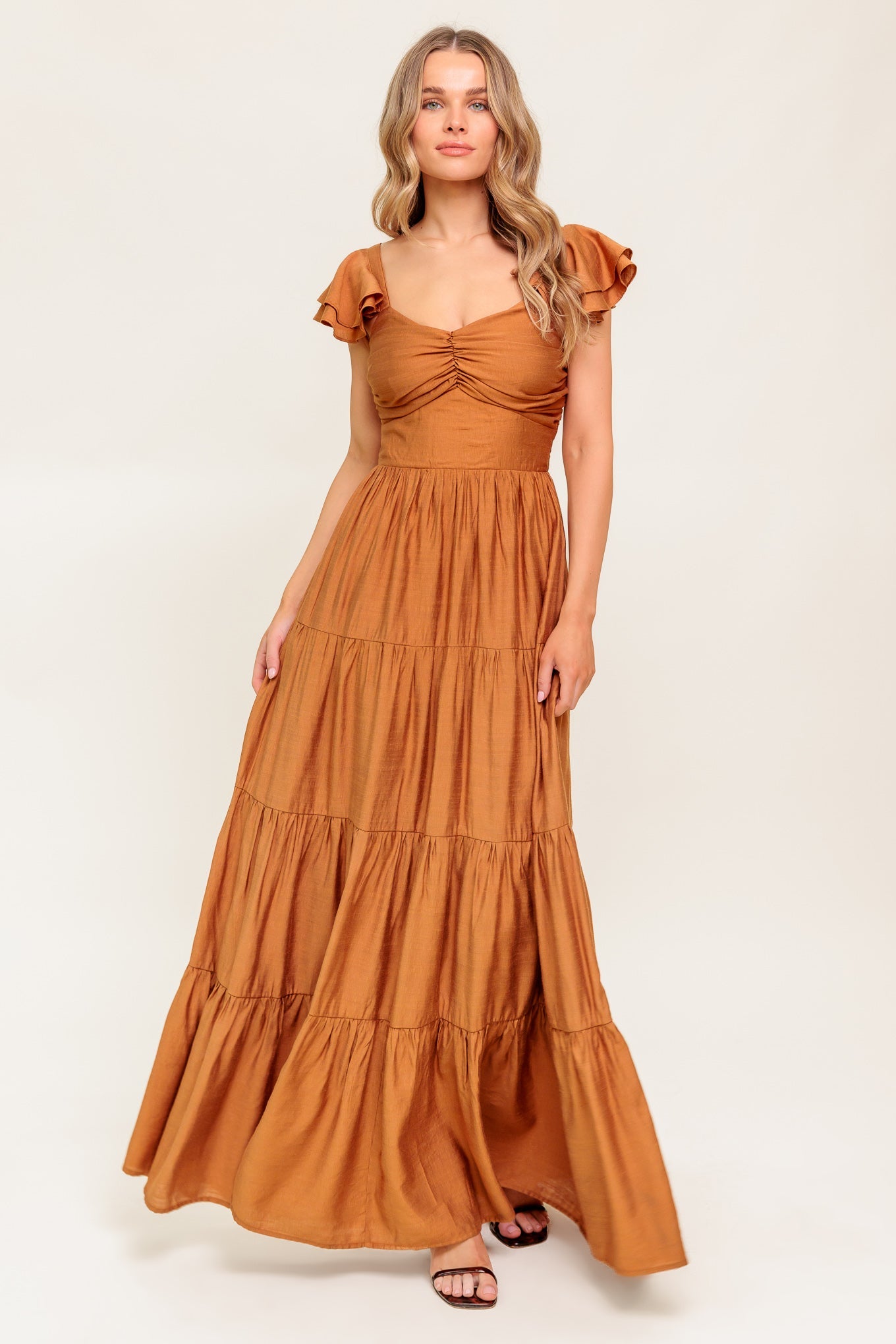 SUMMER MILK RUST WOVEN MAXI DRESS - MaraFormigone
