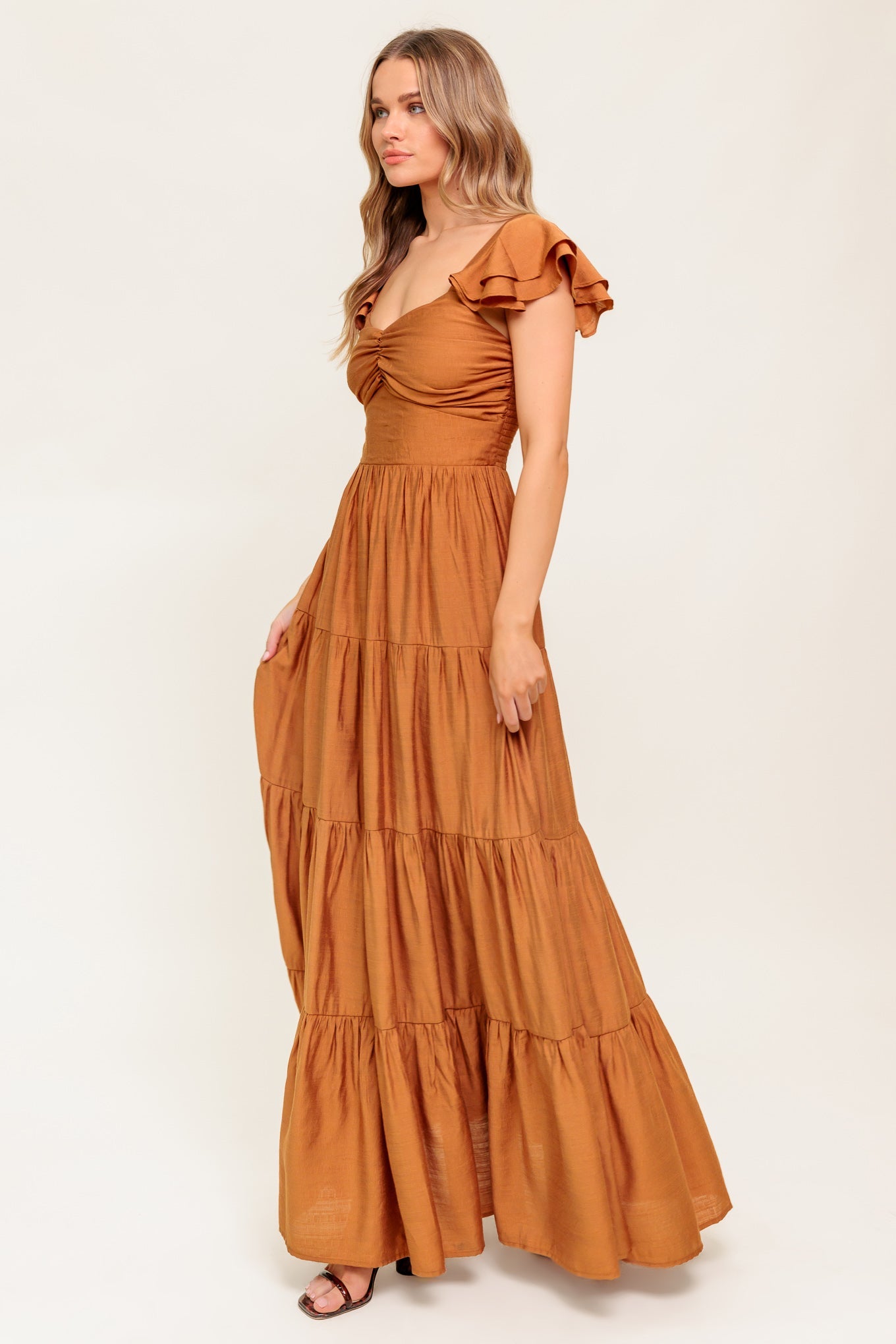 SUMMER MILK RUST WOVEN MAXI DRESS - MaraFormigone