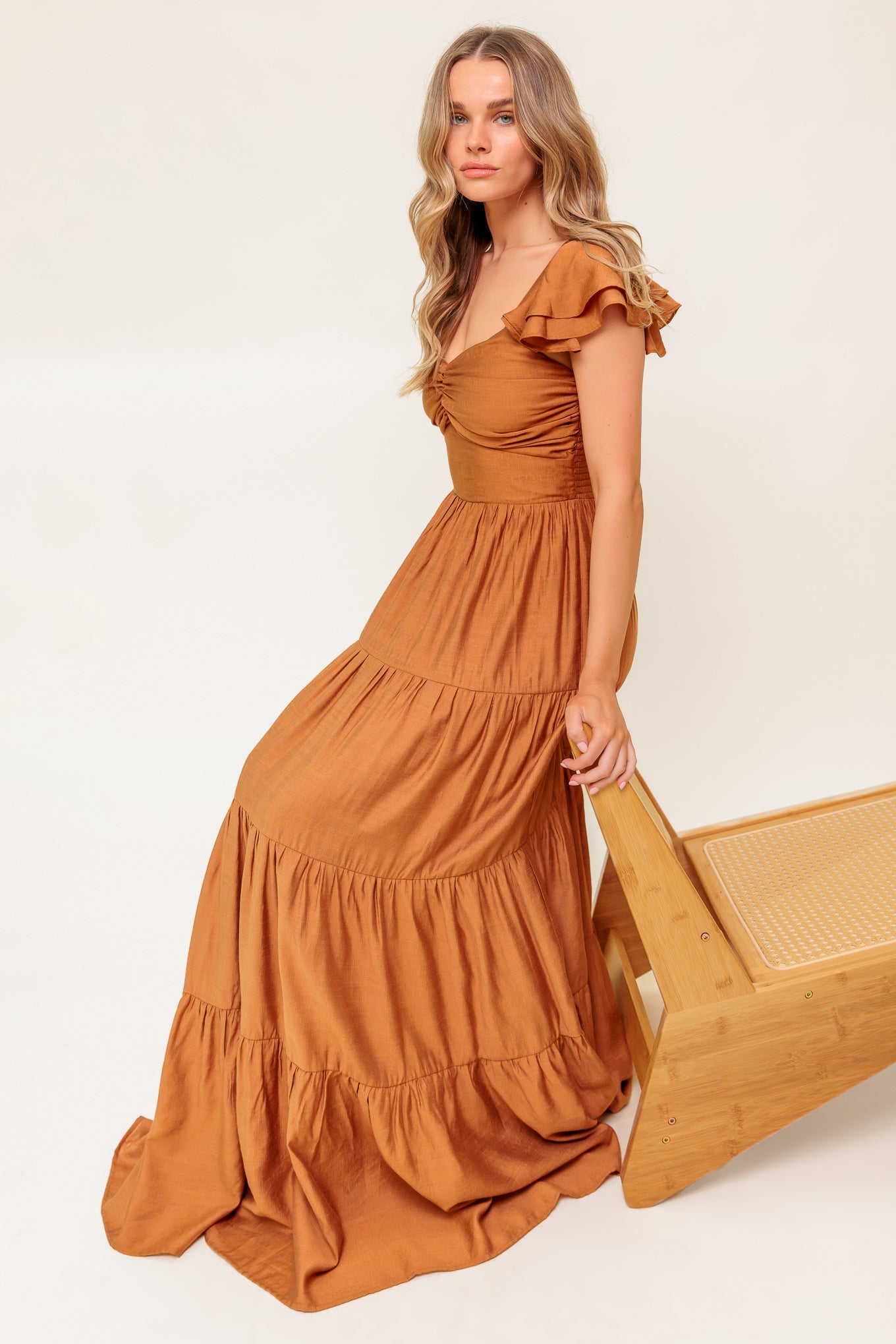 SUMMER MILK RUST WOVEN MAXI DRESS - MaraFormigone