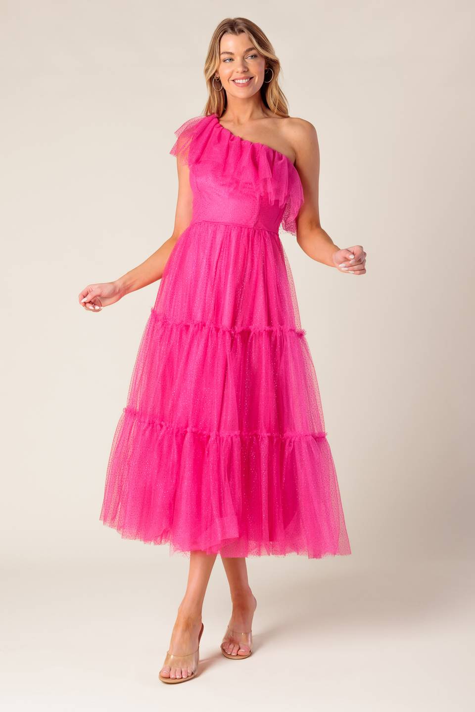 VESTIDO MIDI DE TUL FUCSIA "ALGO DE AIRE FRESCO"
