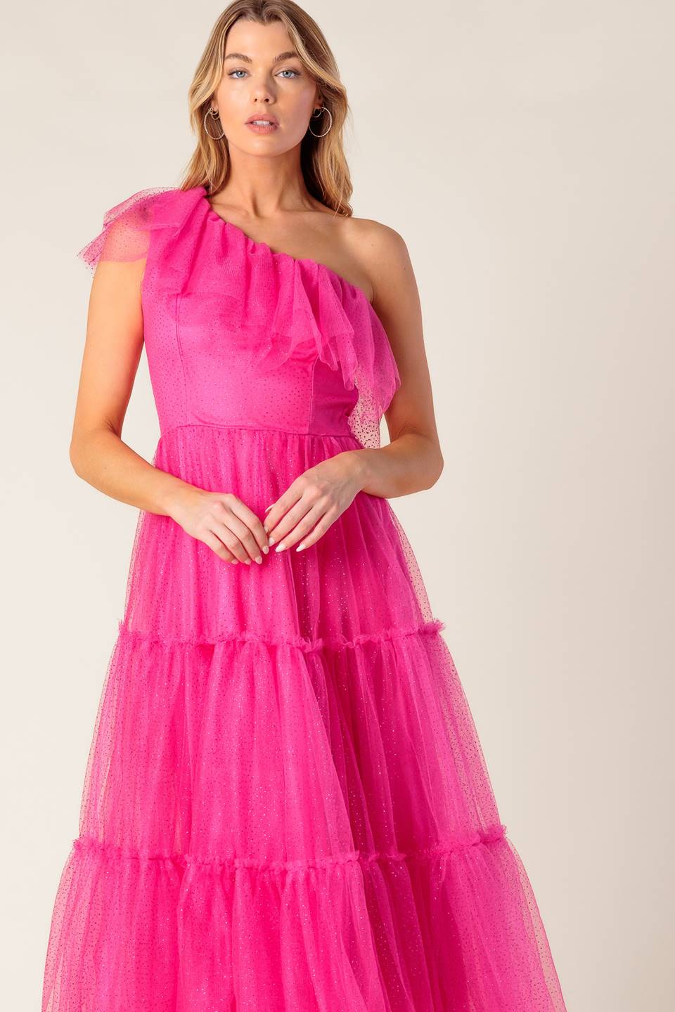 VESTIDO MIDI DE TUL FUCSIA "ALGO DE AIRE FRESCO"