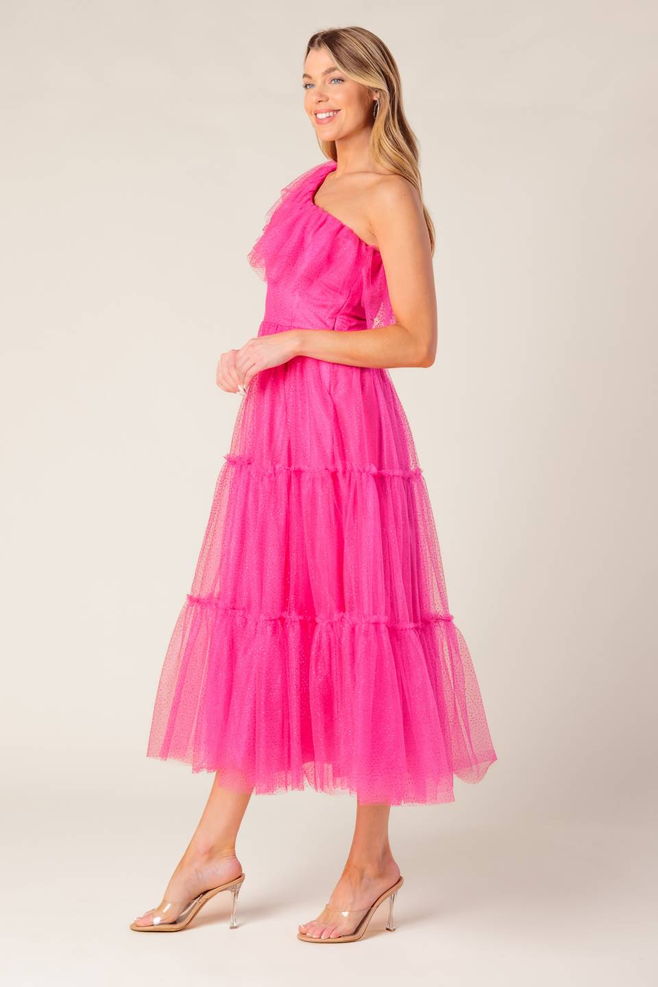 VESTIDO MIDI DE TUL FUCSIA "ALGO DE AIRE FRESCO"