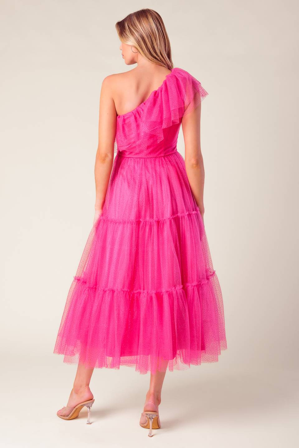 VESTIDO MIDI DE TUL FUCSIA "ALGO DE AIRE FRESCO"