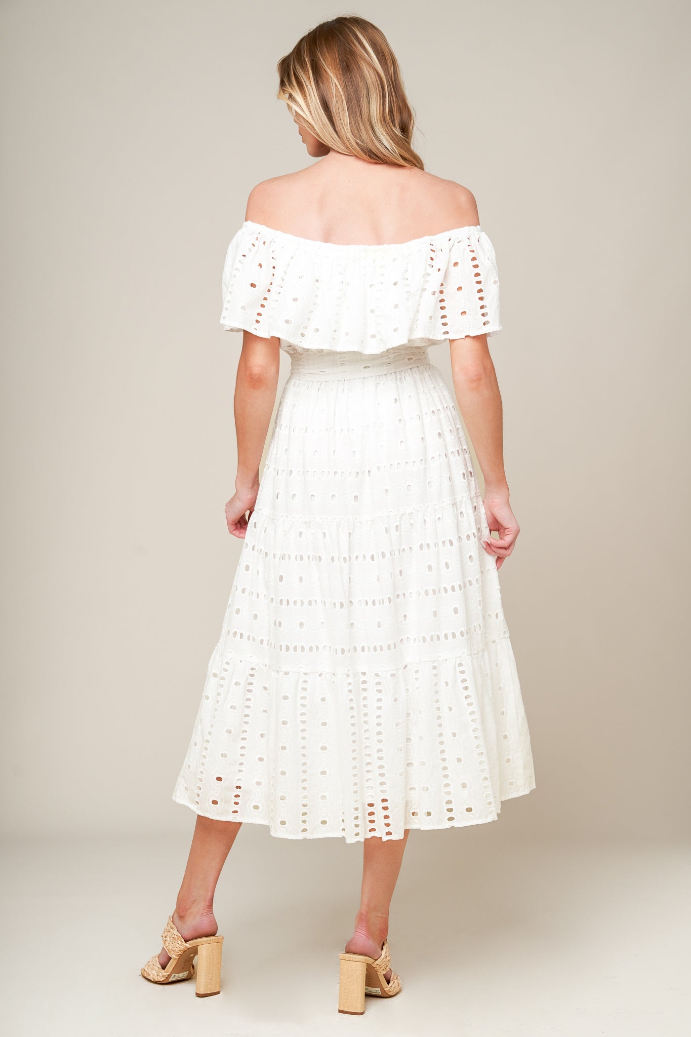 CATCHING MY BREATH EYELET MIDI DRESS - MaraFormigone