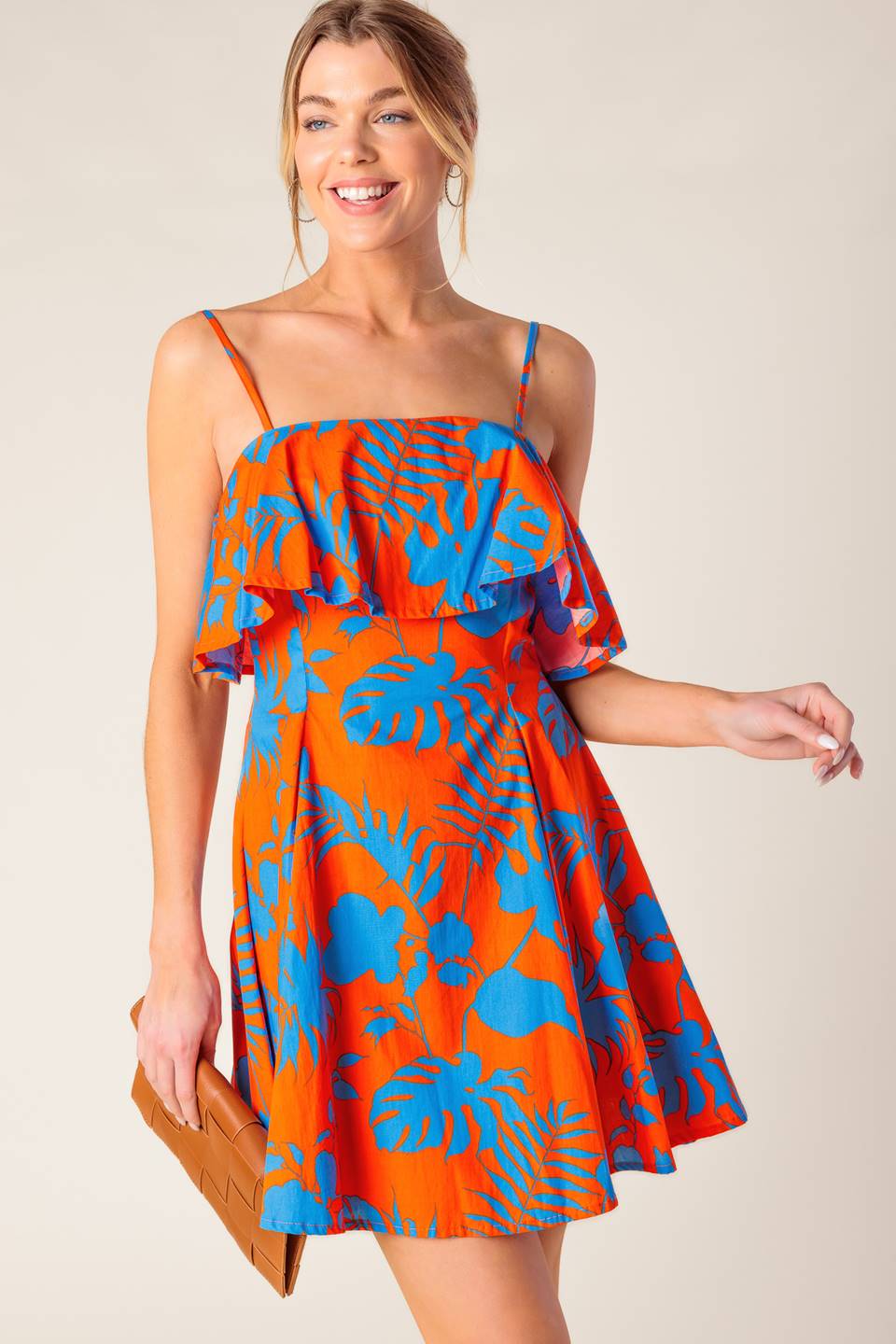 MINIVESTIDO NARANJA DE DETENCIÓN DEL TIEMPO