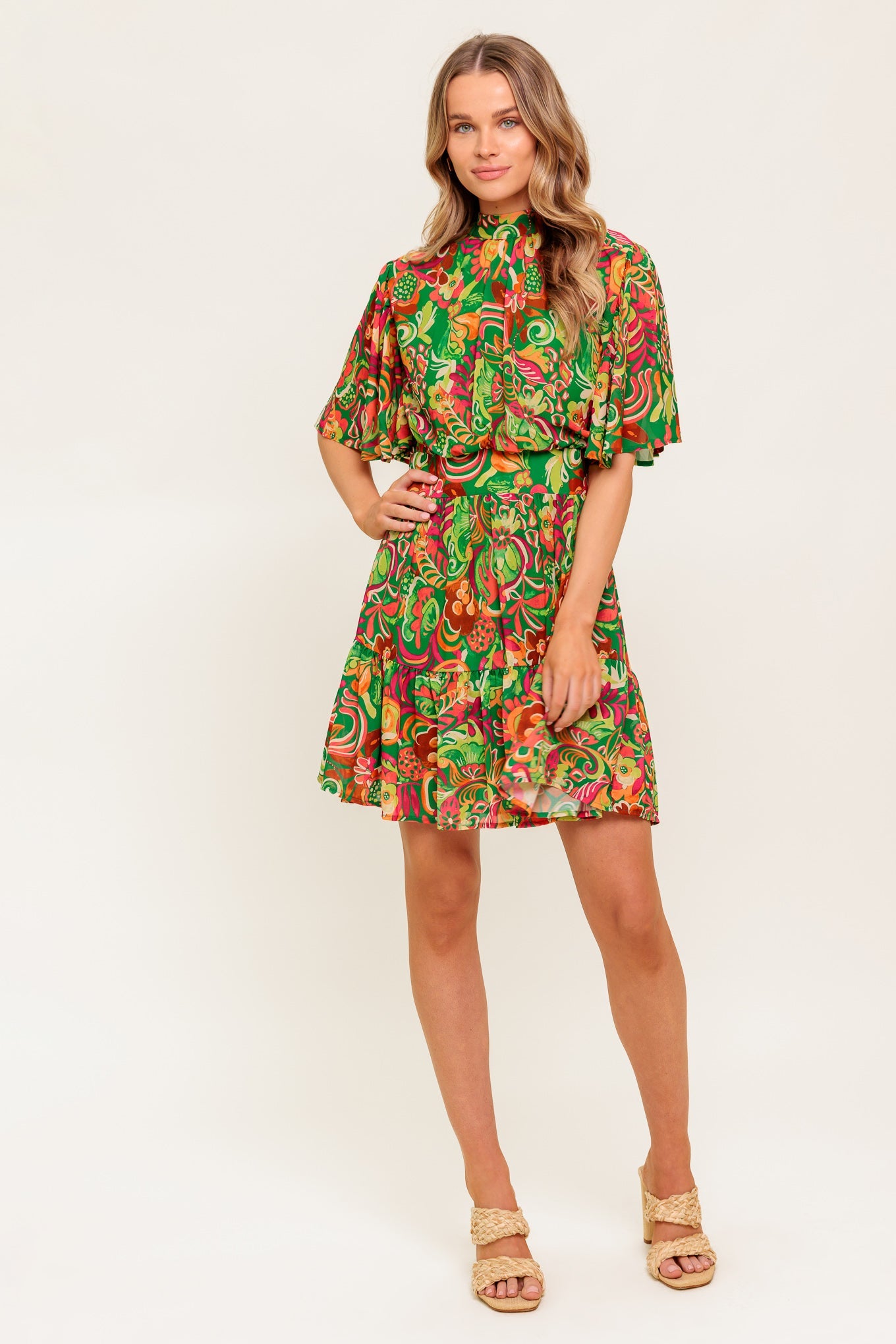 CLEAN AESTHETIC WOVEN MINI DRESS