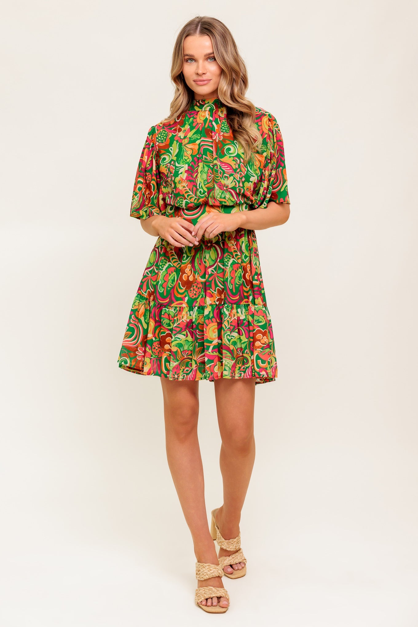 CLEAN AESTHETIC WOVEN MINI DRESS