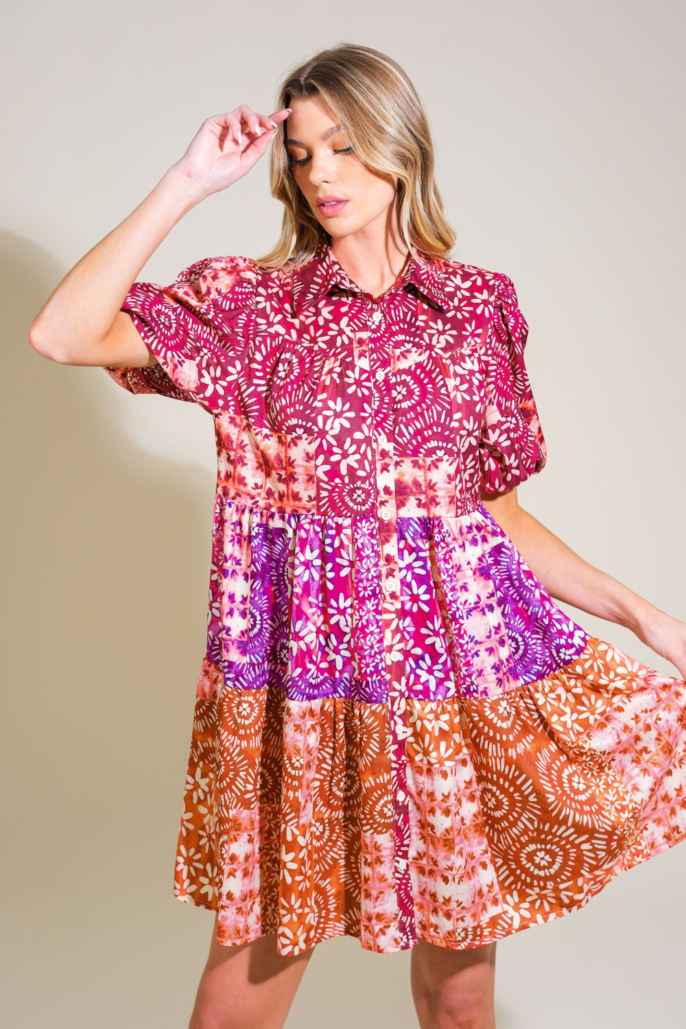 KEEP IT INTERESTING WOVEN MINI DRESS - MaraFormigone