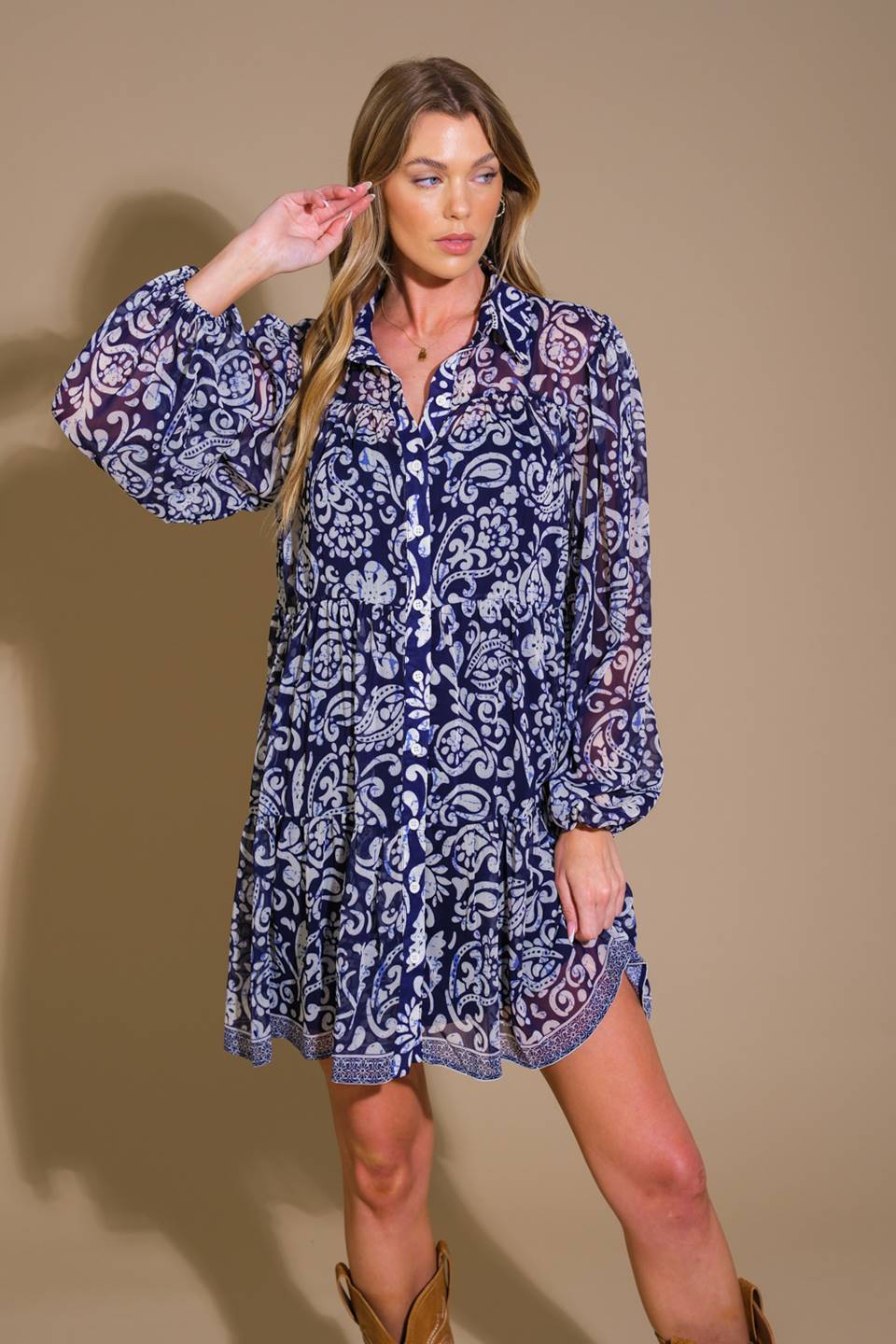 VESTIDO MINI DE TECIDO STICK TO THE PLAN