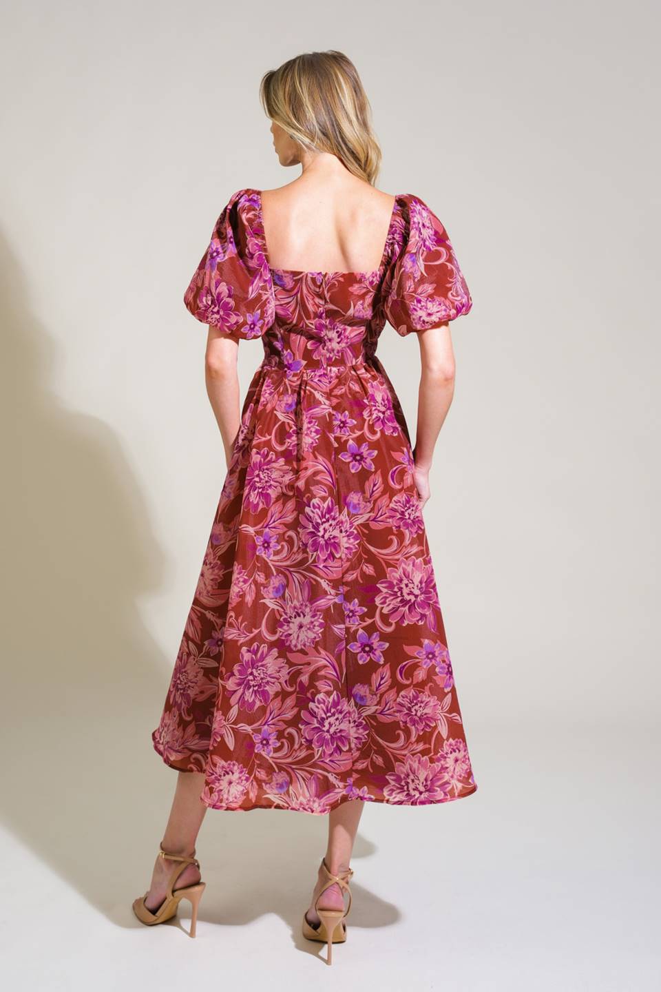 RADIANT DAY FLORAL WOVEN MIDI DRESS - MaraFormigone