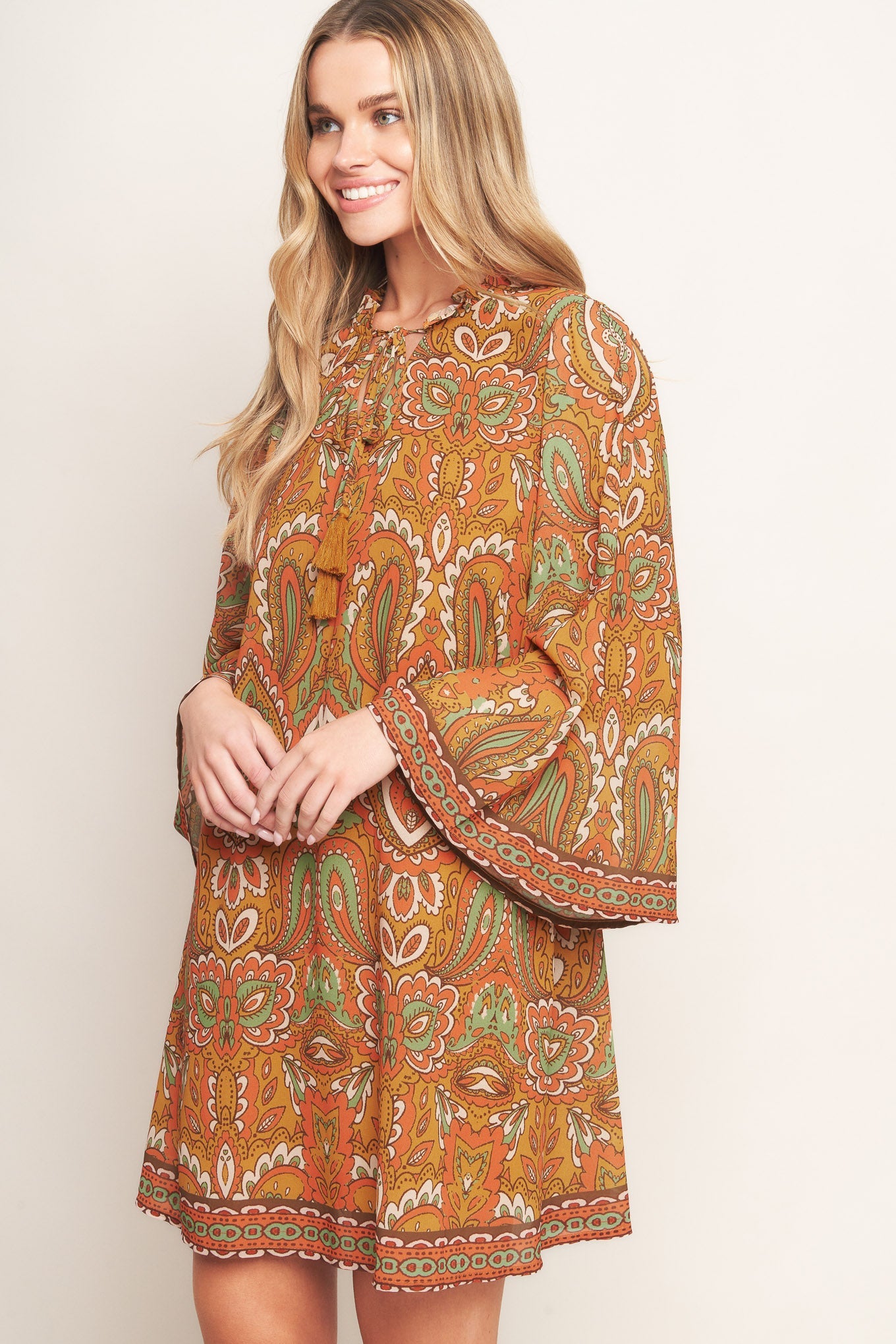 CROSS MY MIND WOVEN MINI DRESS