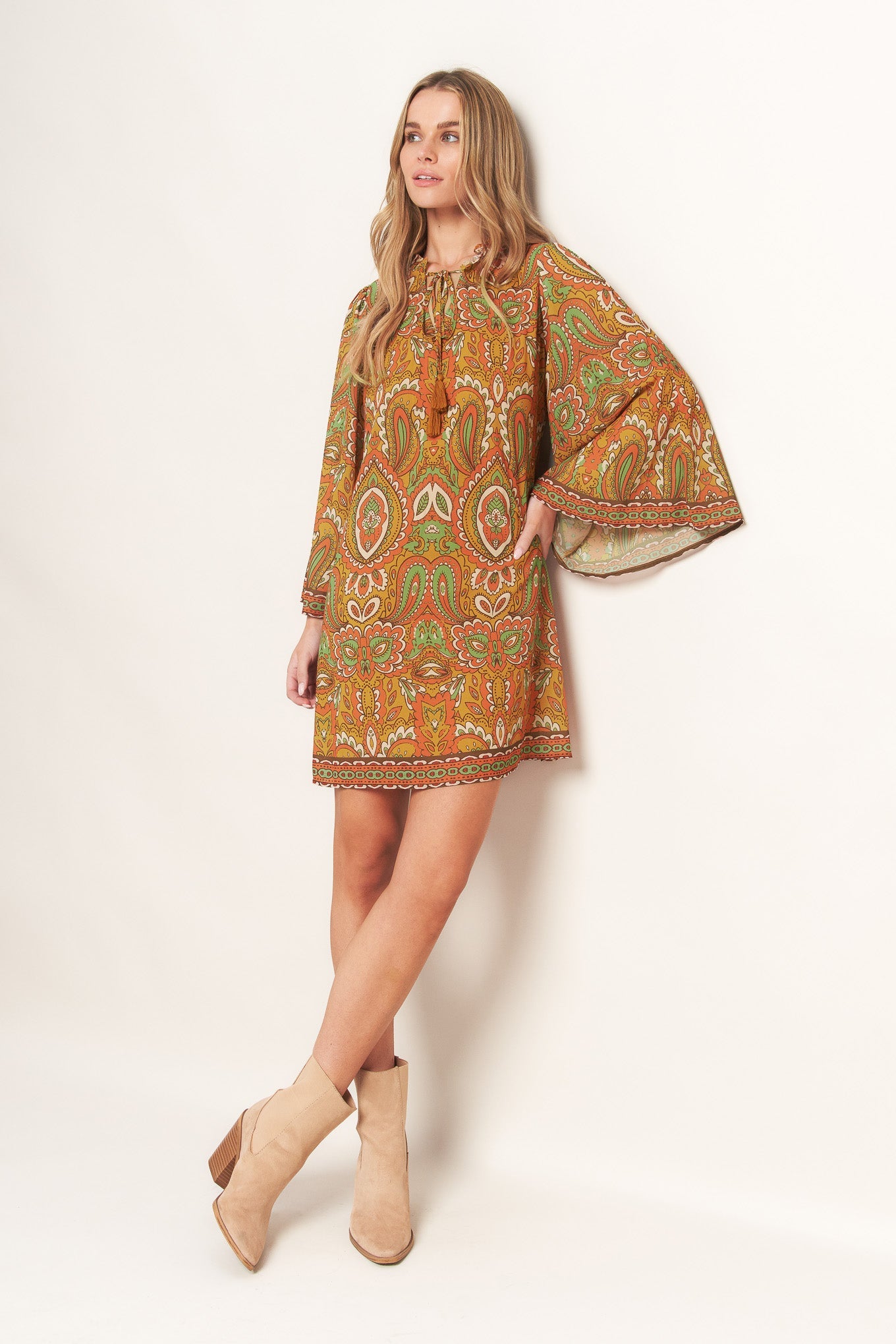 CROSS MY MIND WOVEN MINI DRESS