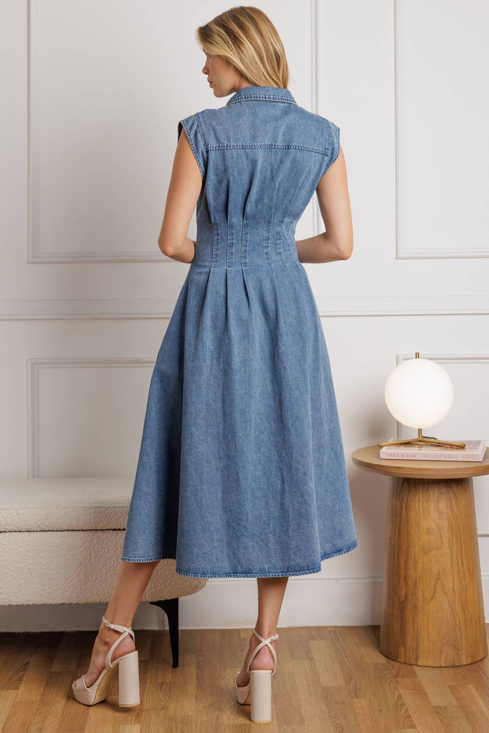ROSES OF LOVE DENIM MIDI DRESS - MaraFormigone