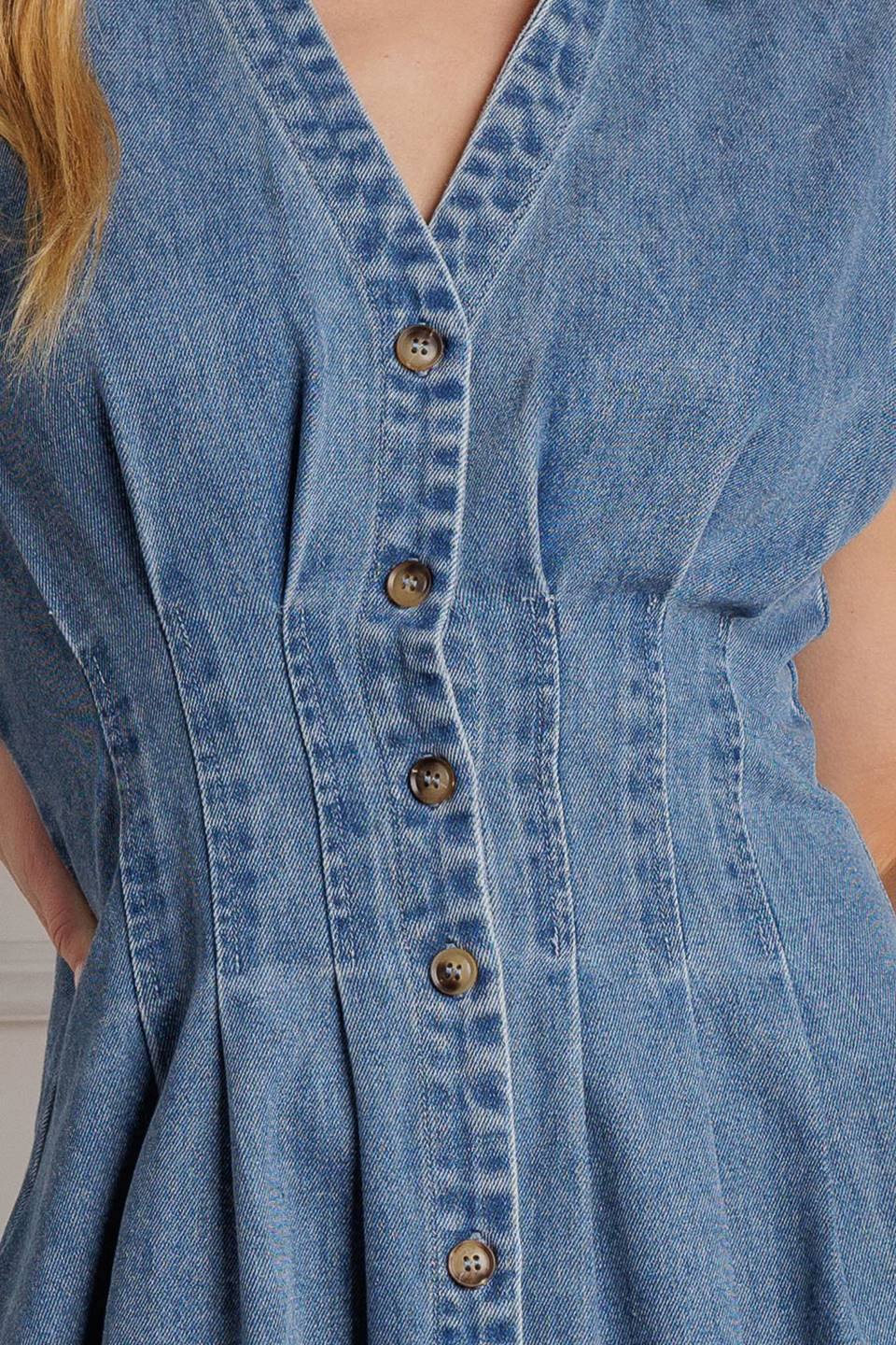 ROSES OF LOVE DENIM MIDI DRESS - MaraFormigone