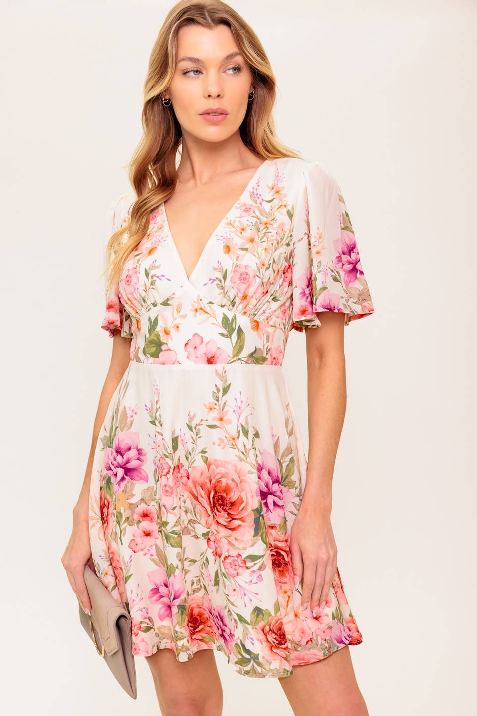 THE WORLD AWAITS LIGHT PINK WOVEN MINI DRESS - MaraFormigone