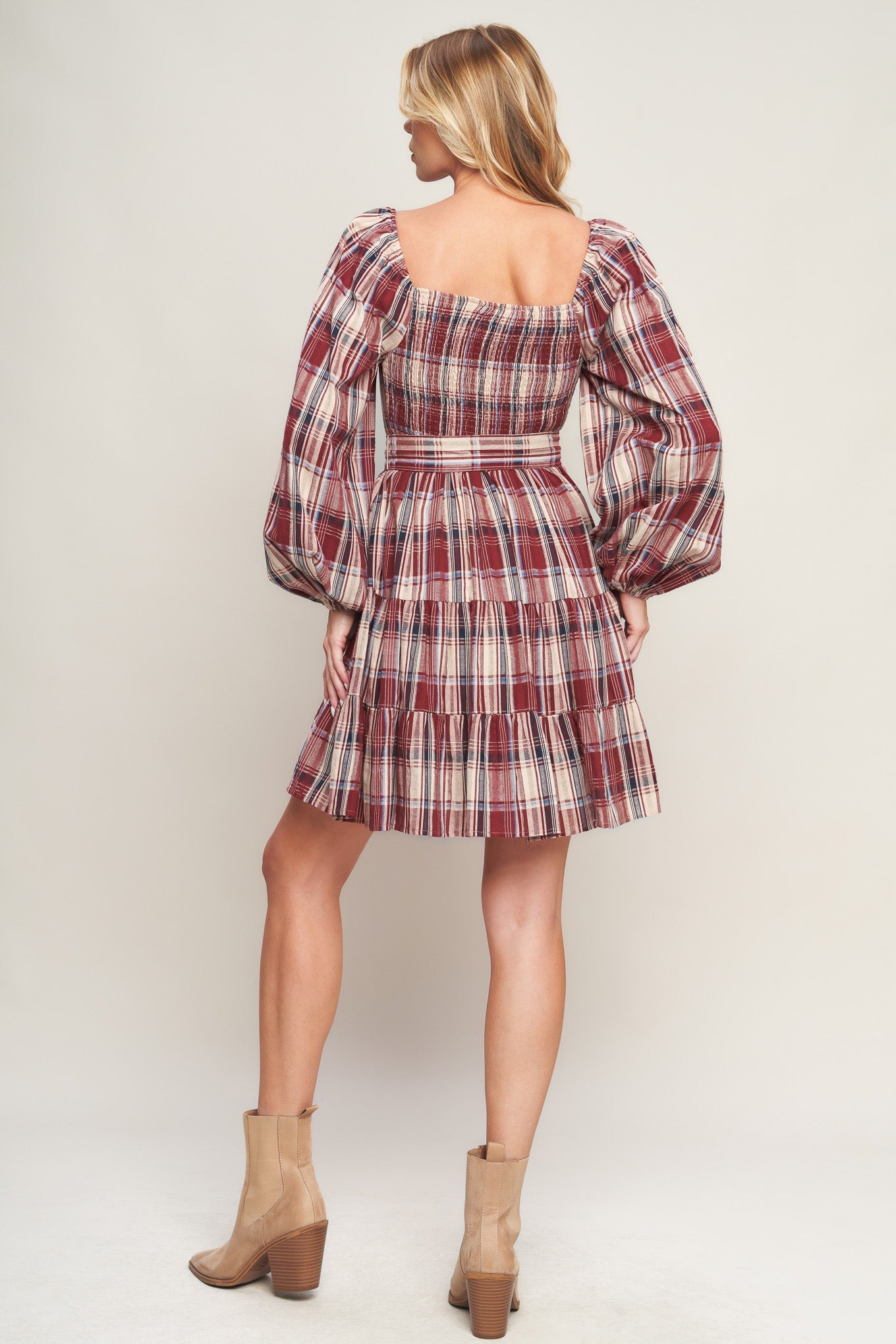 HONEY HUG PLAID MINI DRESS