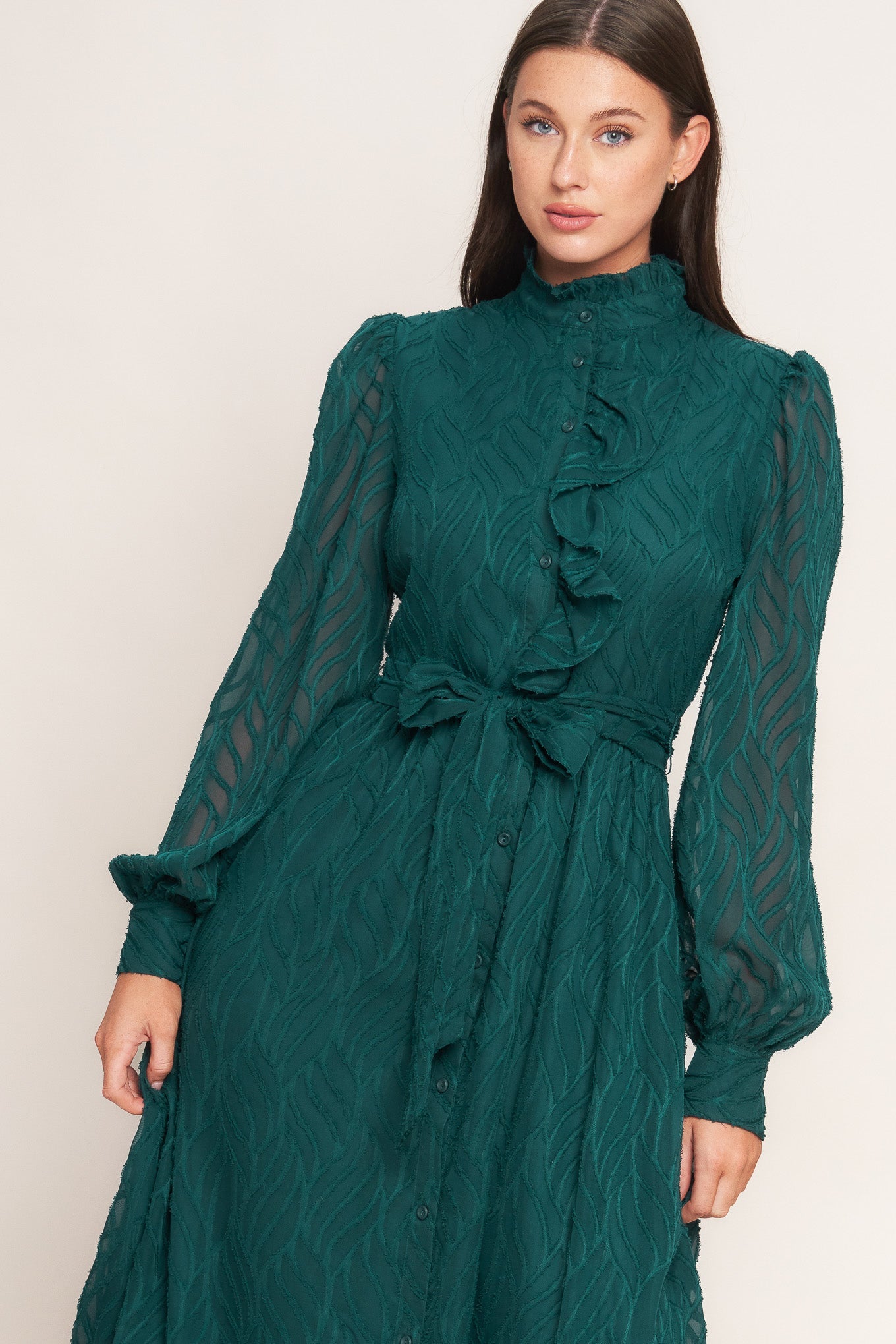 EMERALD WHISPER WOVEN MIDI DRESS - MaraFormigone