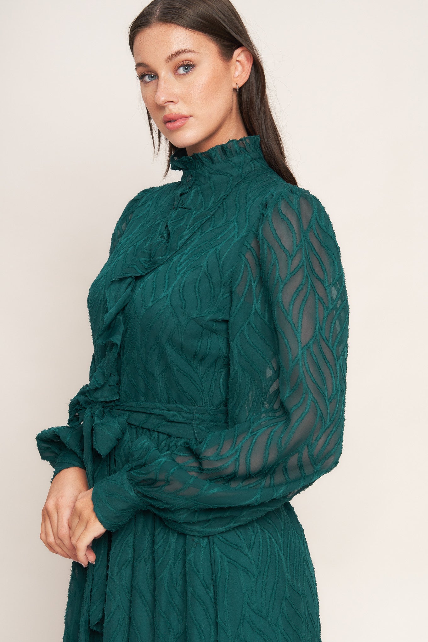 EMERALD WHISPER WOVEN MIDI DRESS - MaraFormigone