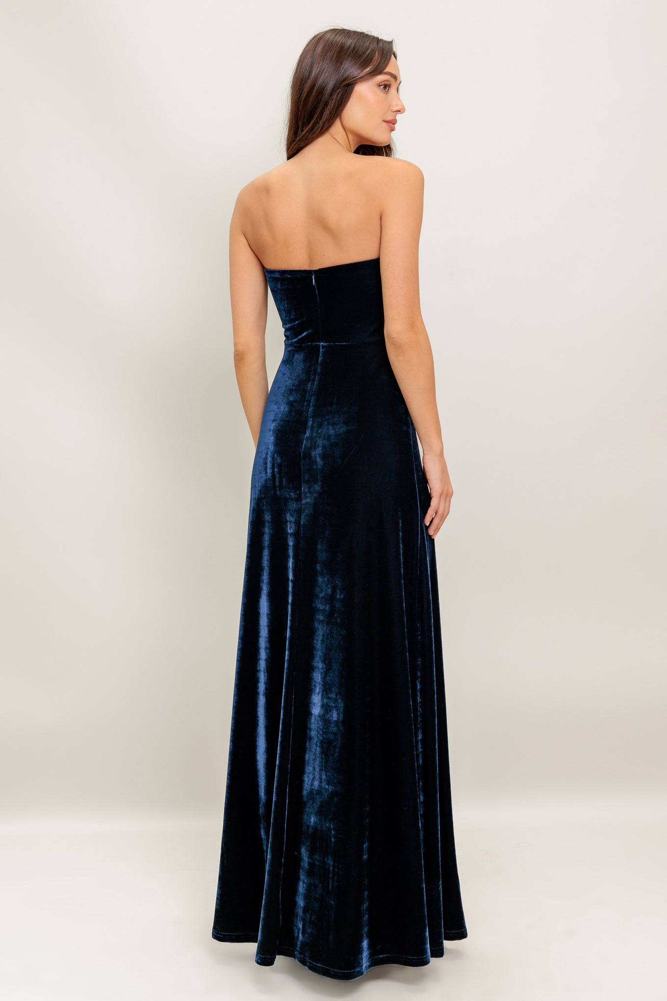 VESTIDO MAXI AZUL MARINO VELVET ELEGIA