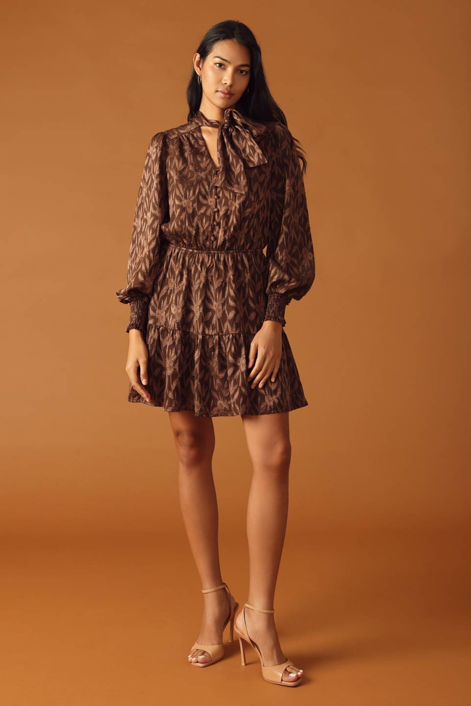 OPEN PATH ALMOND WOVEN MINI DRESS - MaraFormigone