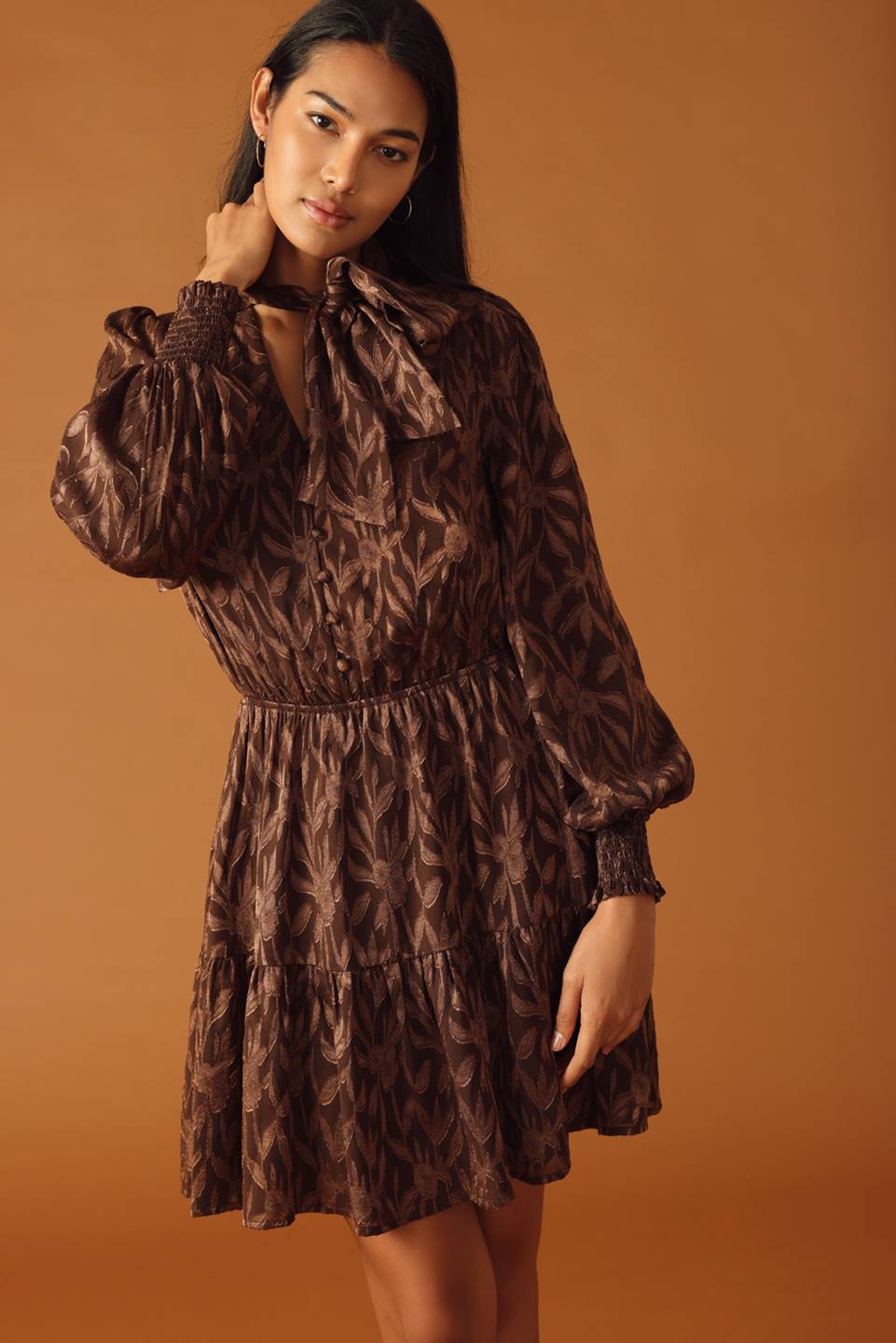 OPEN PATH ALMOND WOVEN MINI DRESS - MaraFormigone