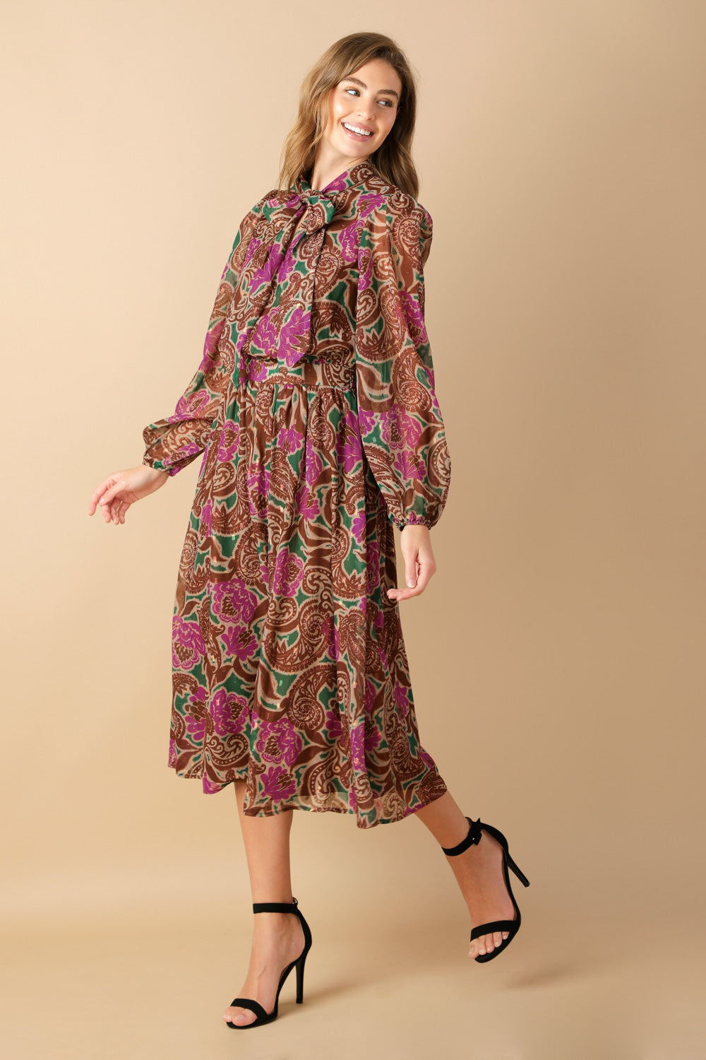 DRIFTING THOUGHTS WOVEN MIDI DRESS - MaraFormigone