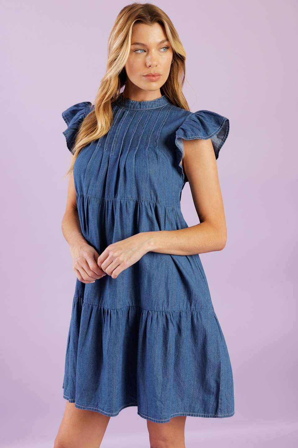 VESTIDO MINI DE CHAMBRAY TECIDO COMBINE COM A MINHA ENERGIA