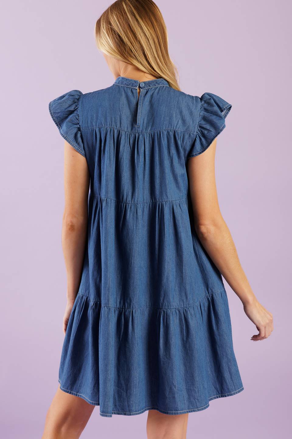 VESTIDO MINI DE CHAMBRAY TECIDO COMBINE COM A MINHA ENERGIA