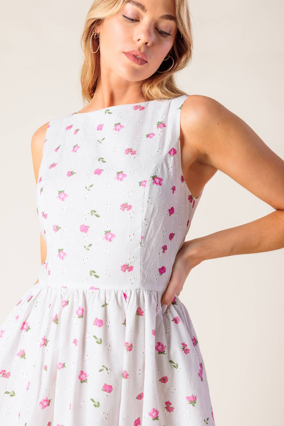 THENA GARDEN PARTY WOVEN EYELET MIDI DRESS - MaraFormigone