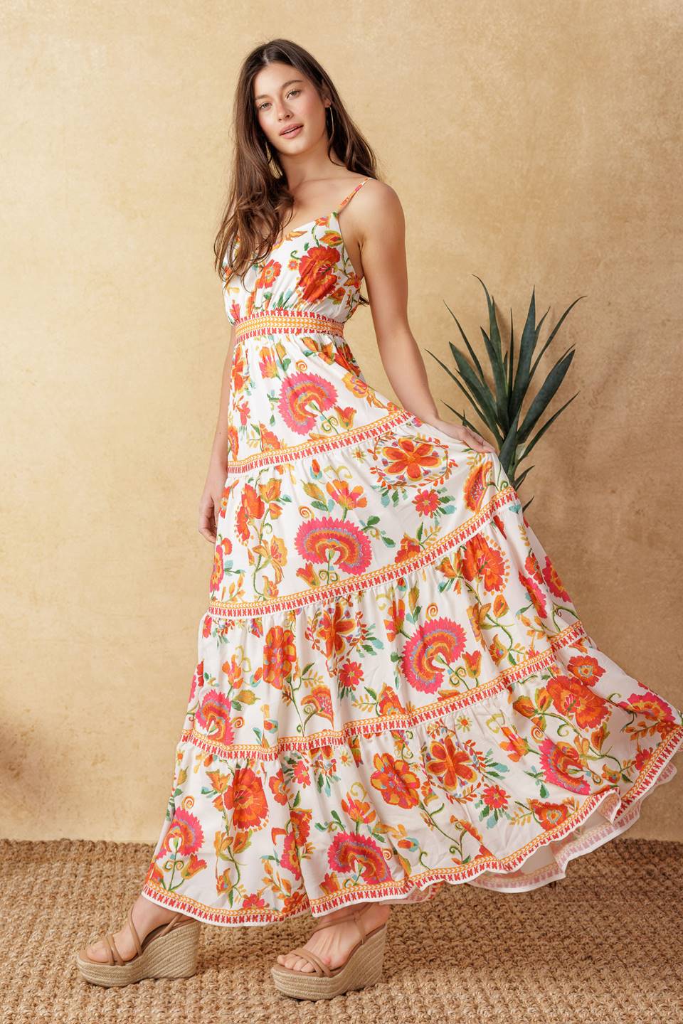 EASY ON ME IVORY RED MIDI DRESS - MaraFormigone