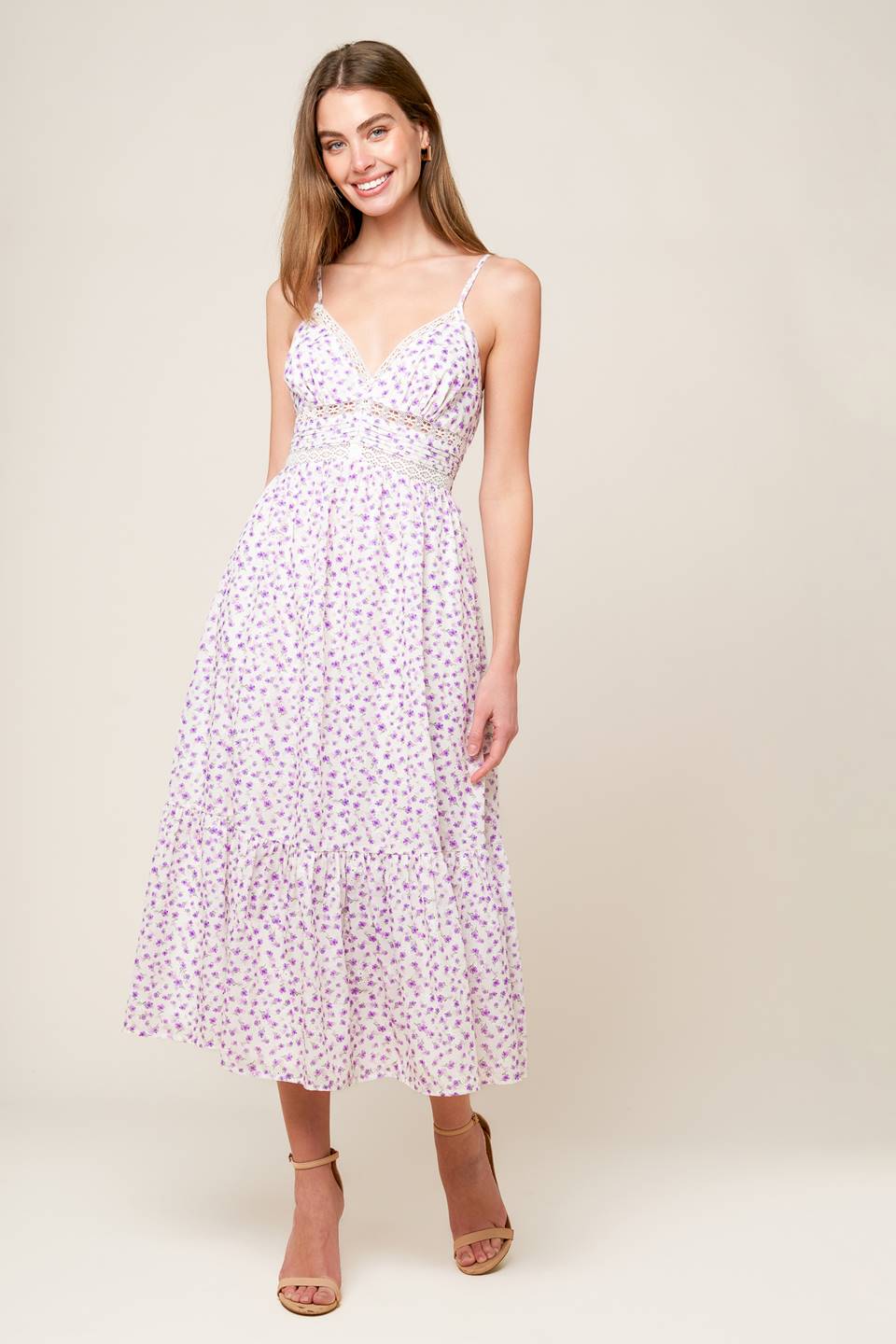 DAYLIGHT GLIMMER LAVENDER WOVEN MIDI DRESS - MaraFormigone