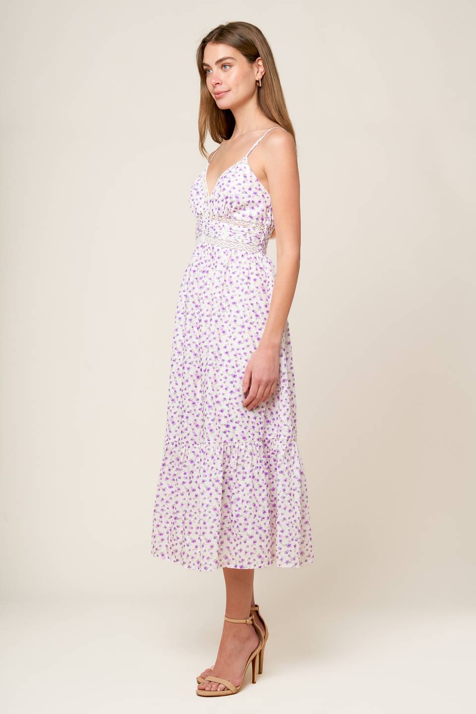 DAYLIGHT GLIMMER LAVENDER WOVEN MIDI DRESS - MaraFormigone