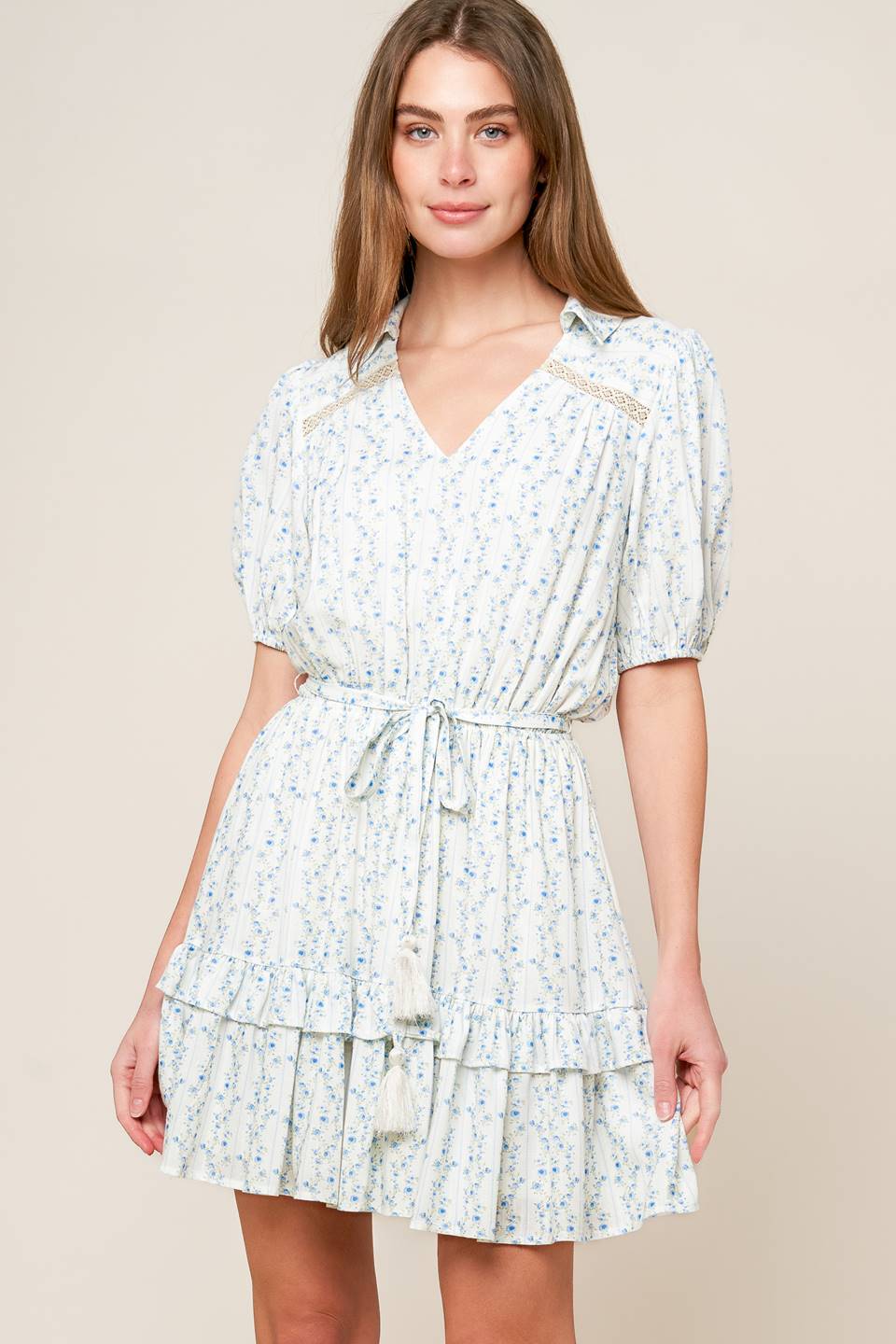 SKYWARD BLUE WOVEN MINI DRESS - MaraFormigone