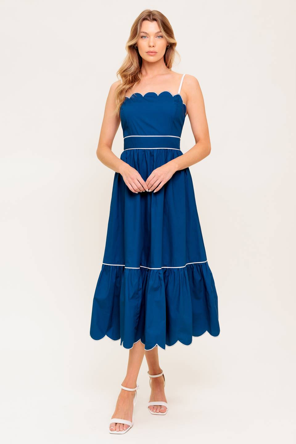 VESTIDO MIDI TEJIDO AZUL MARINO DE SUEÑO RÚSTICO