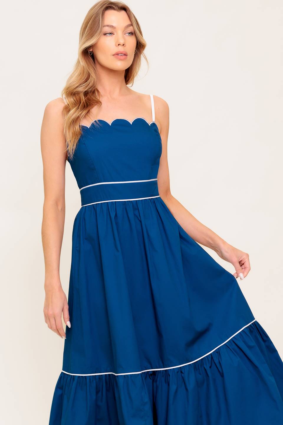 VESTIDO MIDI TEJIDO AZUL MARINO DE SUEÑO RÚSTICO