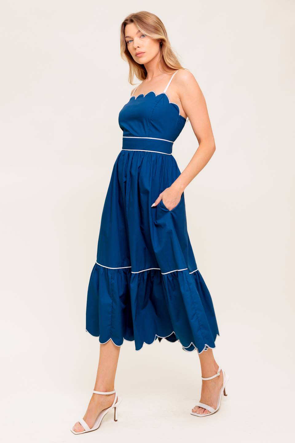 VESTIDO MIDI TEJIDO AZUL MARINO DE SUEÑO RÚSTICO