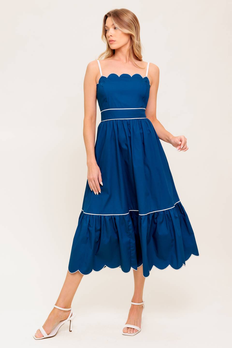 VESTIDO MIDI TEJIDO AZUL MARINO DE SUEÑO RÚSTICO