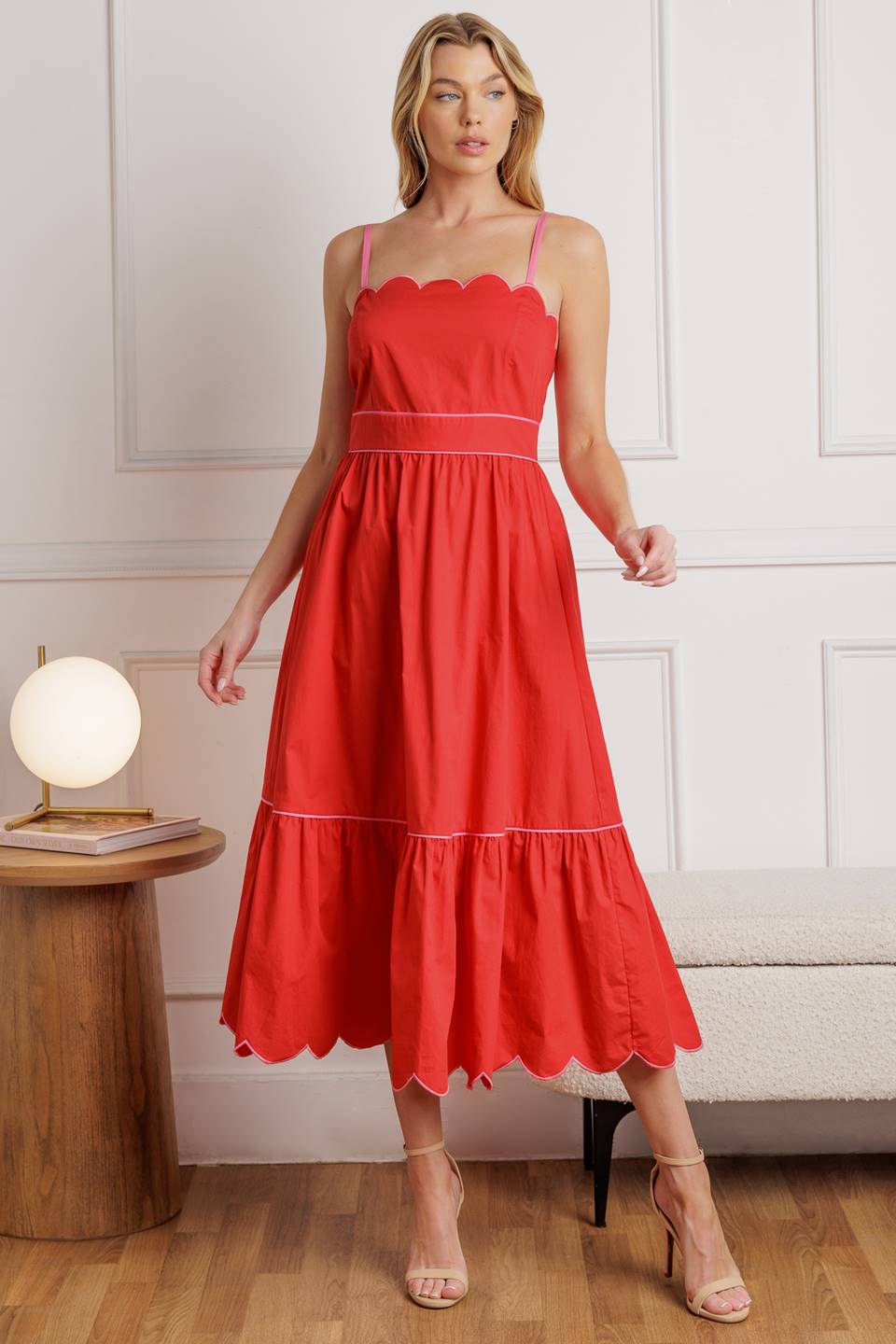 VESTIDO MIDI ROJO TEJIDO RUSTIC DREAM