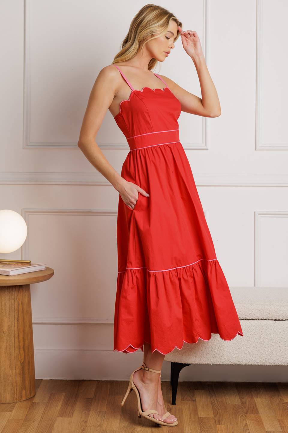 VESTIDO MIDI ROJO TEJIDO RUSTIC DREAM