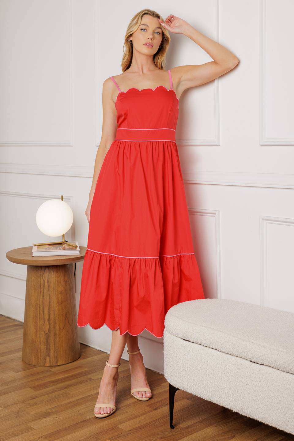 VESTIDO MIDI ROJO TEJIDO RUSTIC DREAM