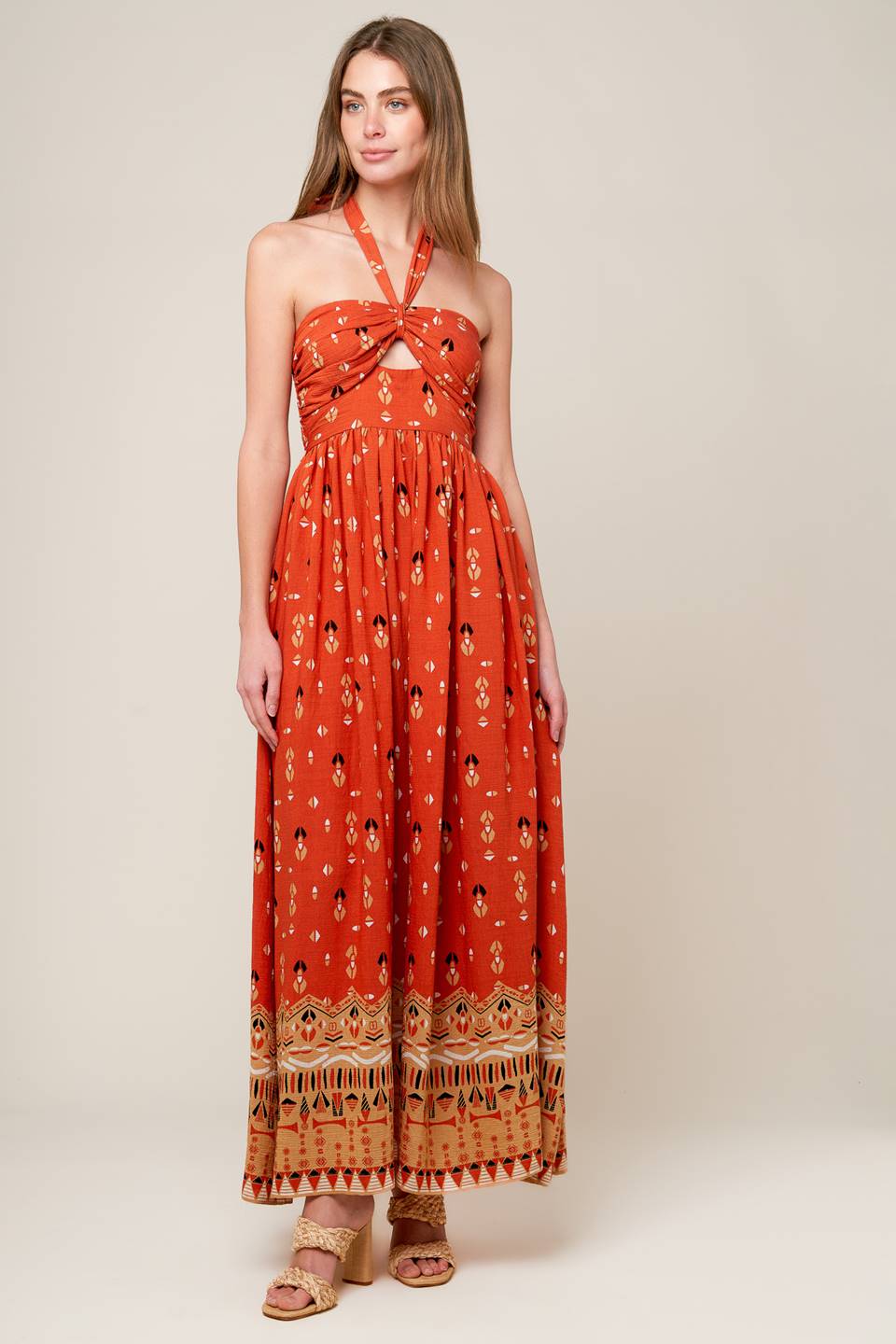 SIDEWALK CAFÉ TERRACOTTA WOVEN MAXI DRESS - MaraFormigone