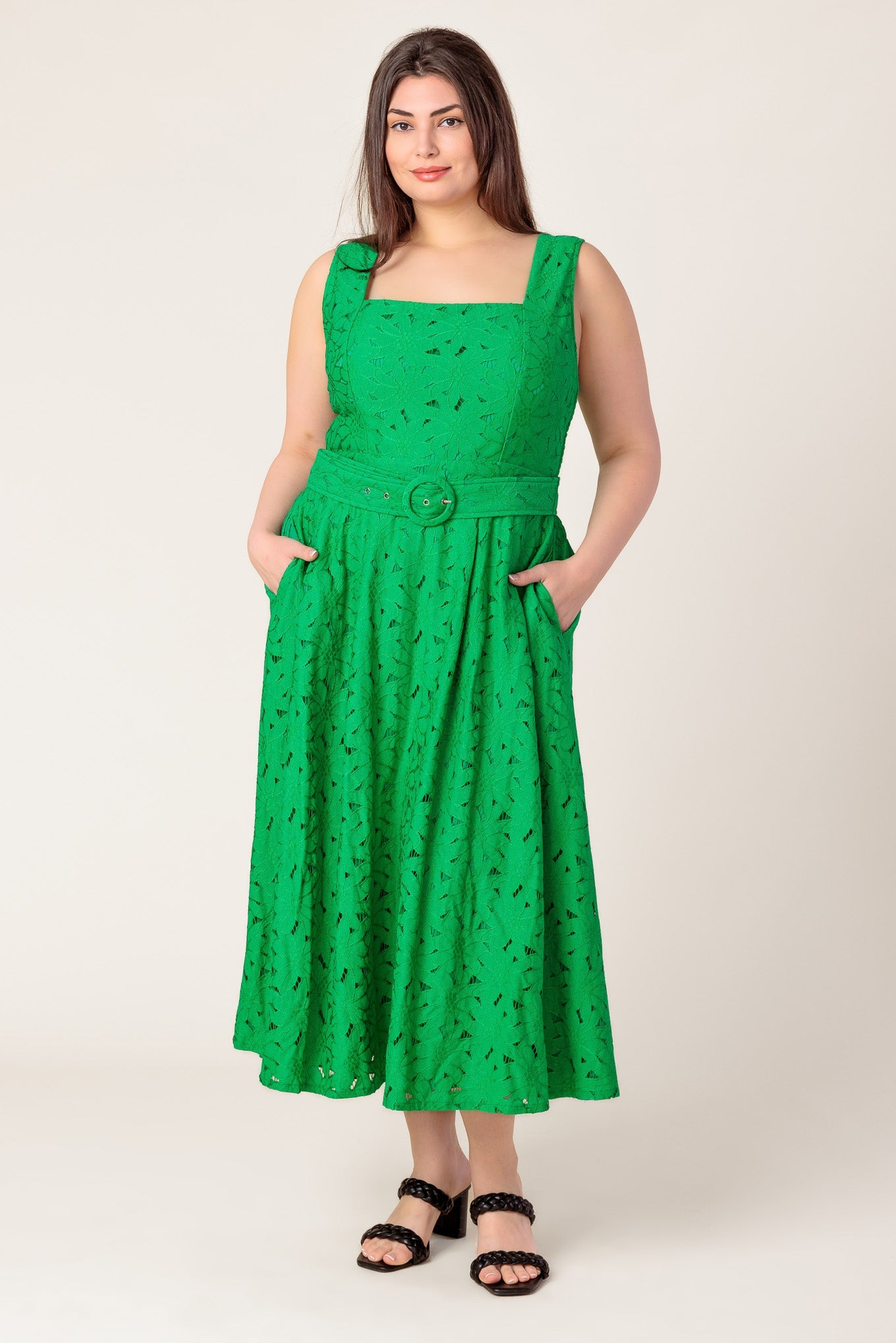 DAFFODILS & DAYDREAMS WOVEN LACE MIDI DRESS - MaraFormigone