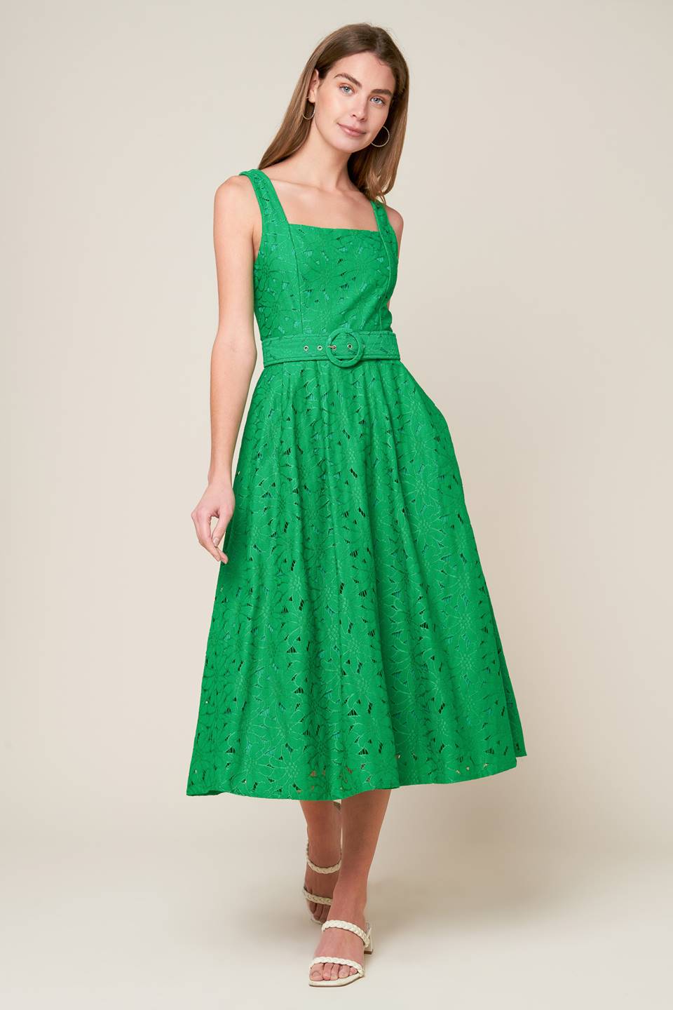 DAFFODILS & DAYDREAMS WOVEN LACE MIDI DRESS - MaraFormigone