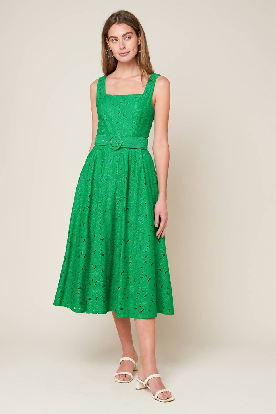 DAFFODILS & DAYDREAMS WOVEN LACE MIDI DRESS - MaraFormigone