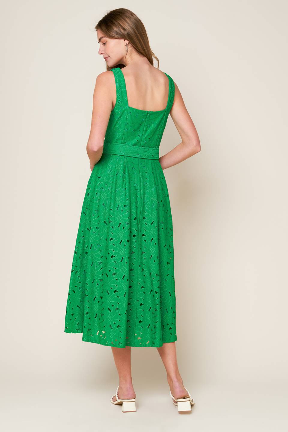 DAFFODILS & DAYDREAMS WOVEN LACE MIDI DRESS - MaraFormigone