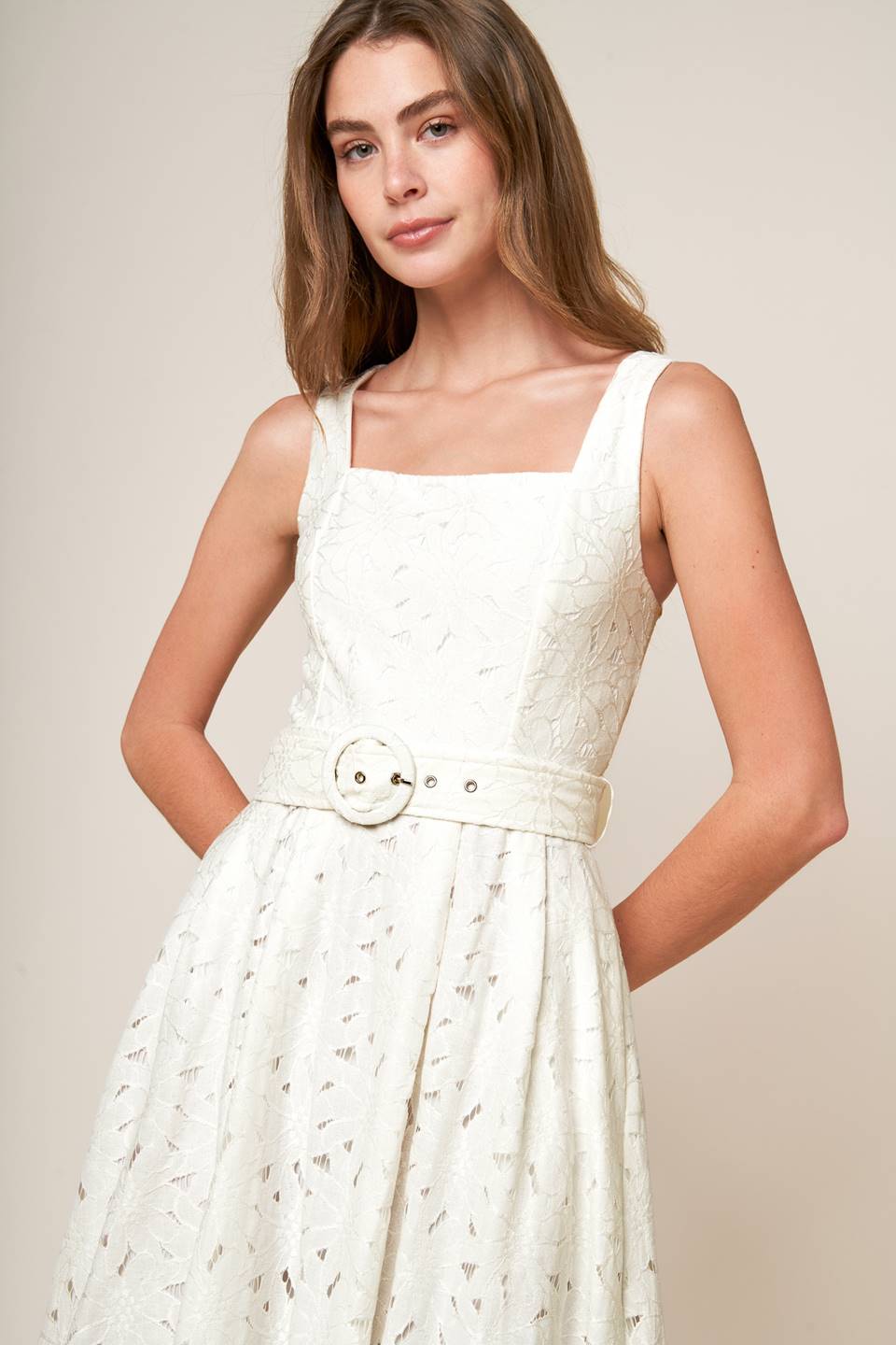 DAFFODILS & DAYDREAMS WOVEN LACE MIDI DRESS - MaraFormigone