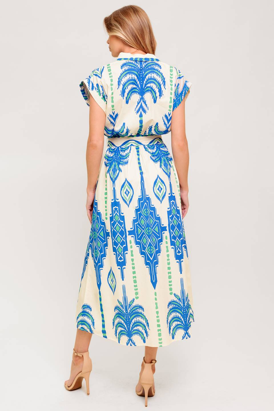 SOFTLY SPOKEN BLUE WOVEN MDI DRESS - MaraFormigone