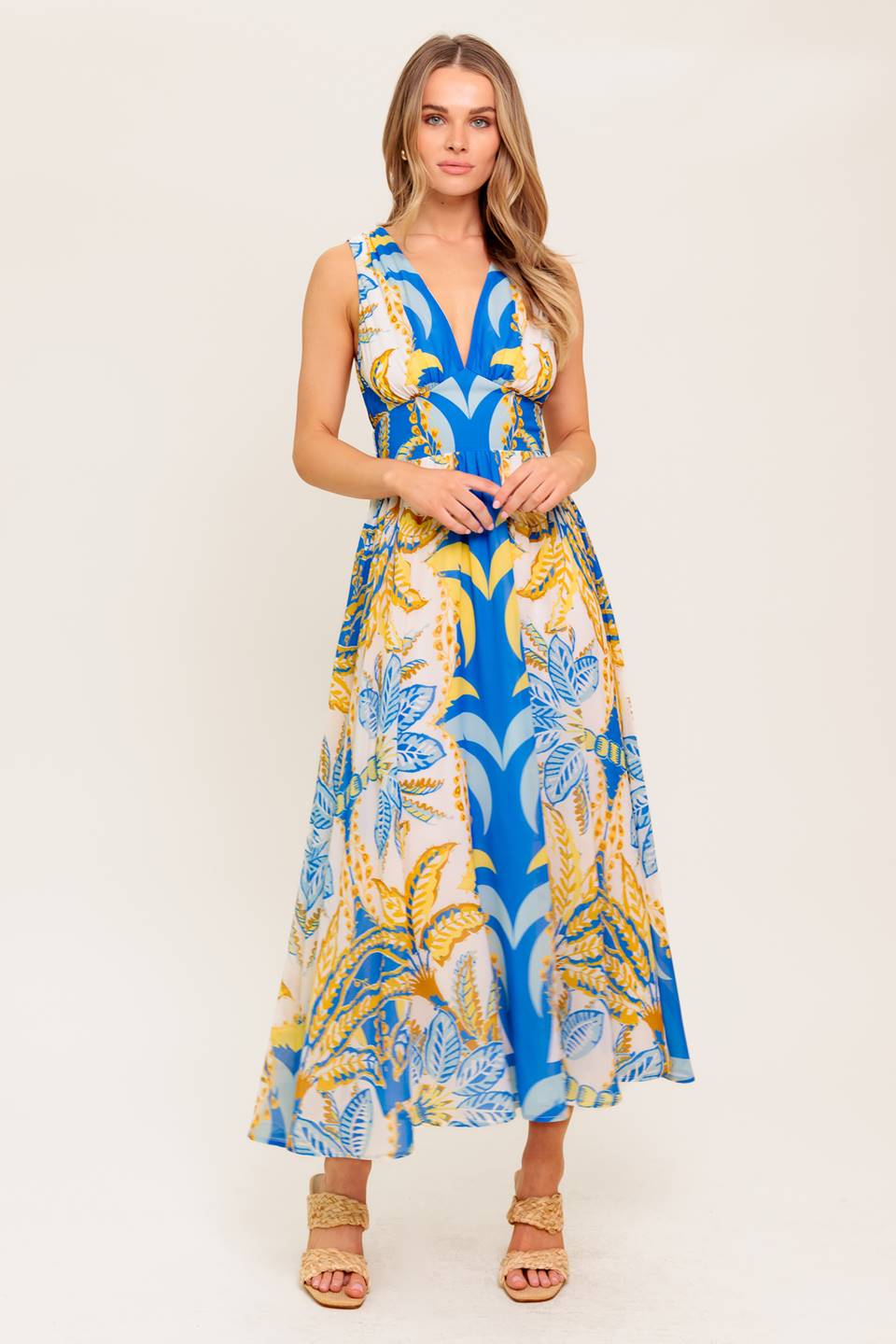 VESTIDO MIDI TEJIDO AZUL PRADO SUAVE