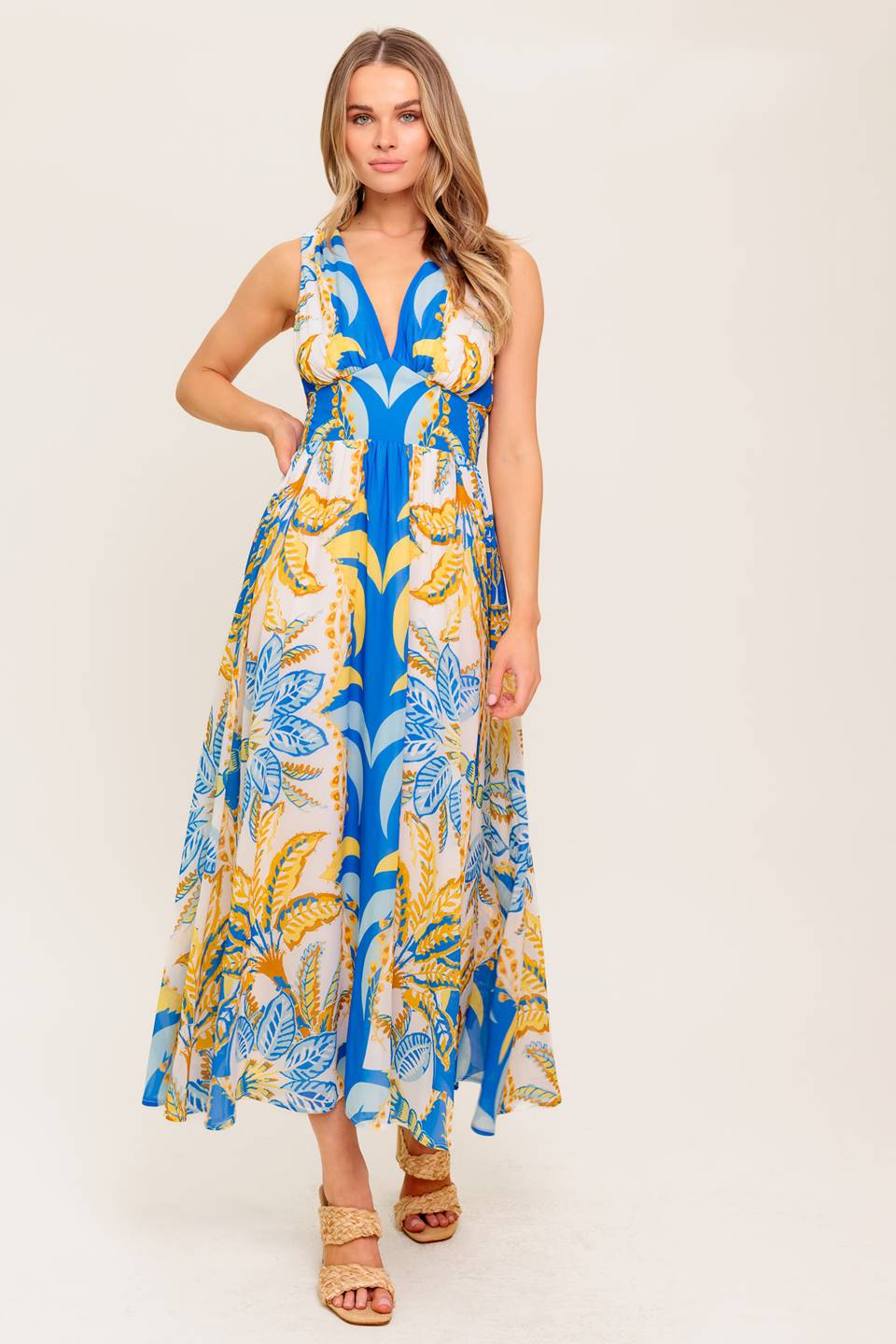 VESTIDO MIDI TEJIDO AZUL PRADO SUAVE